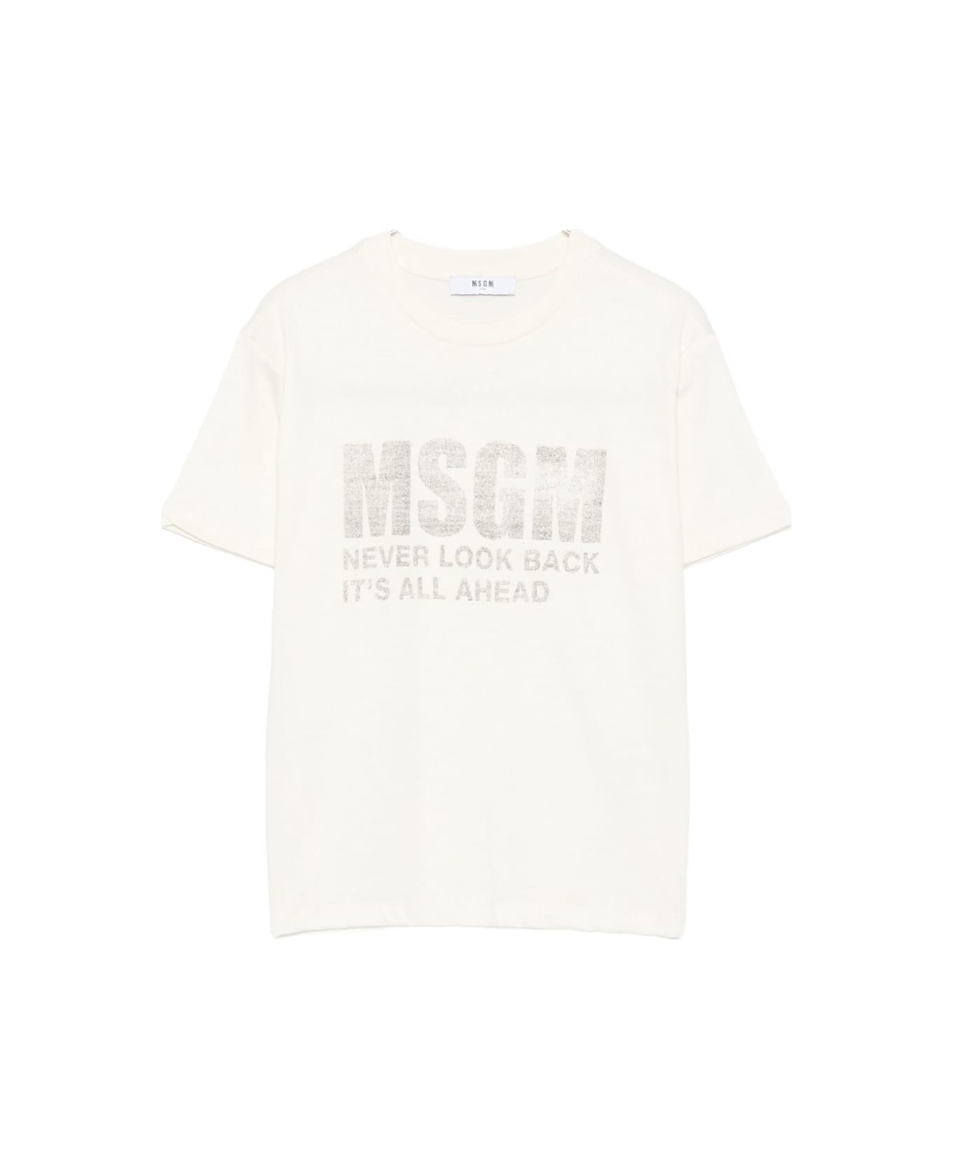 MSGM Kids Cotton T-shirt With Print - White