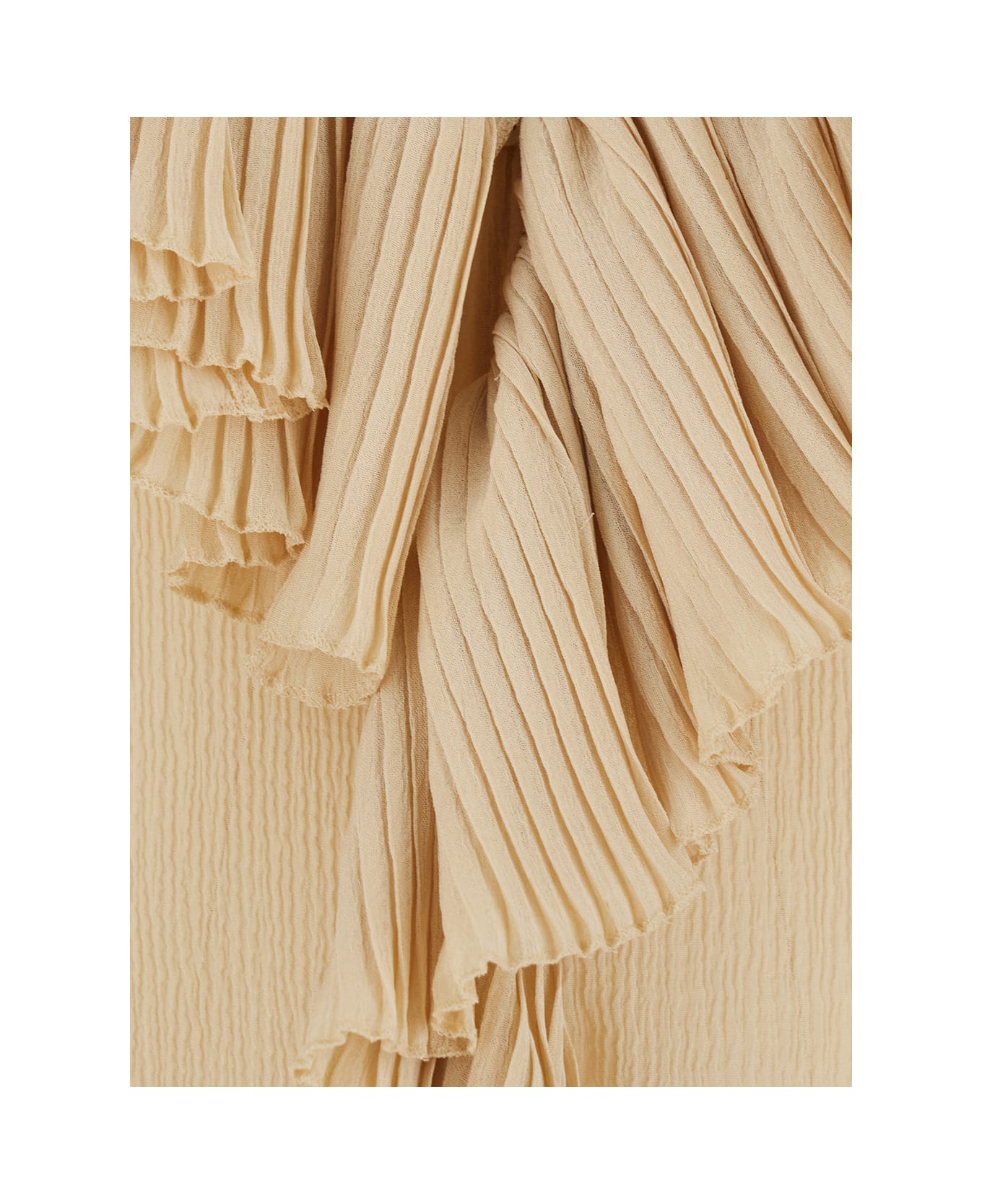 Saint Laurent Beige Blouse With V Neck And Ruffles On Front And Rear In Silk Woman - Beige