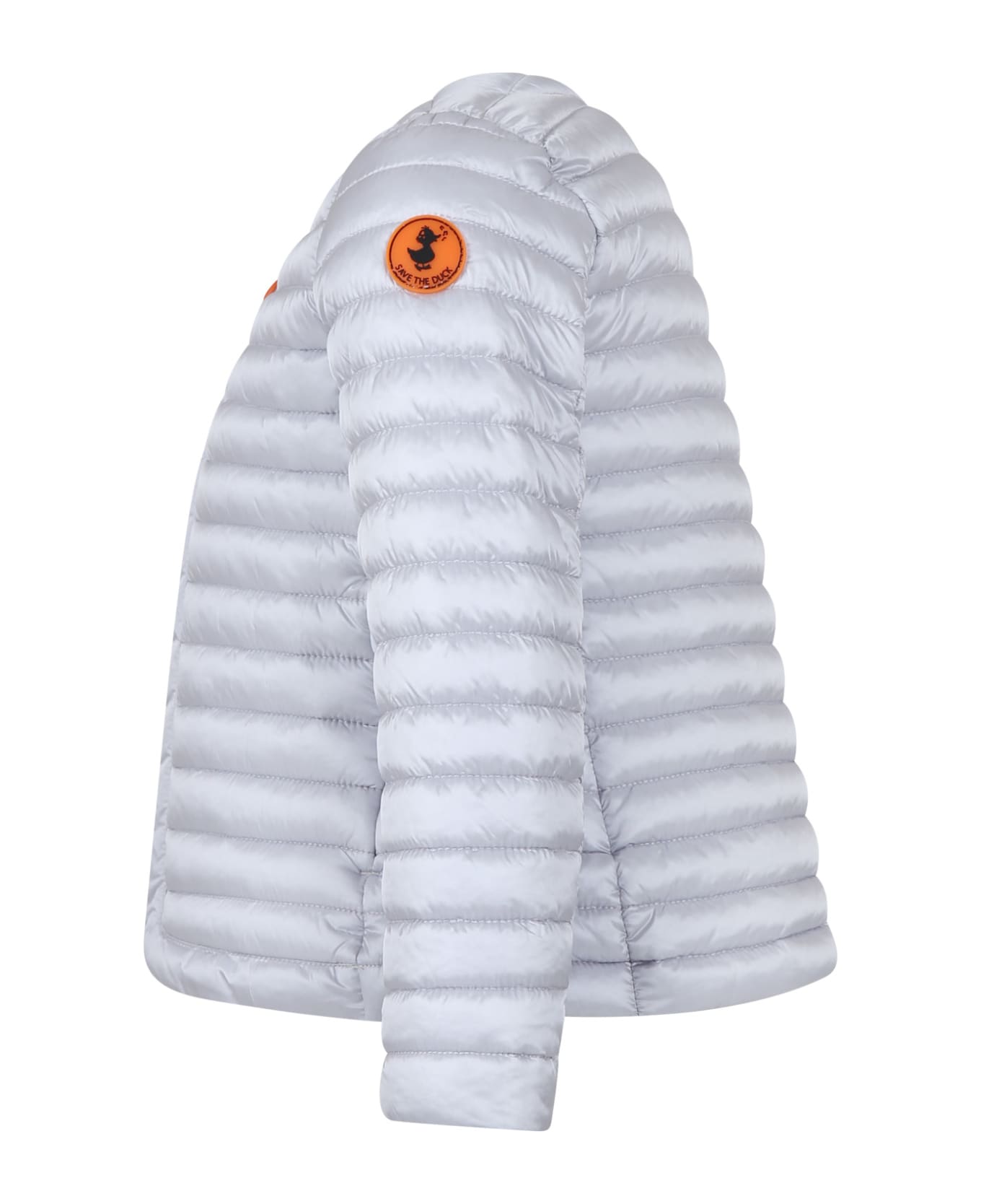 Save the Duck Grey Vela Down Jacket For Girl With Iconic Logo - Grey