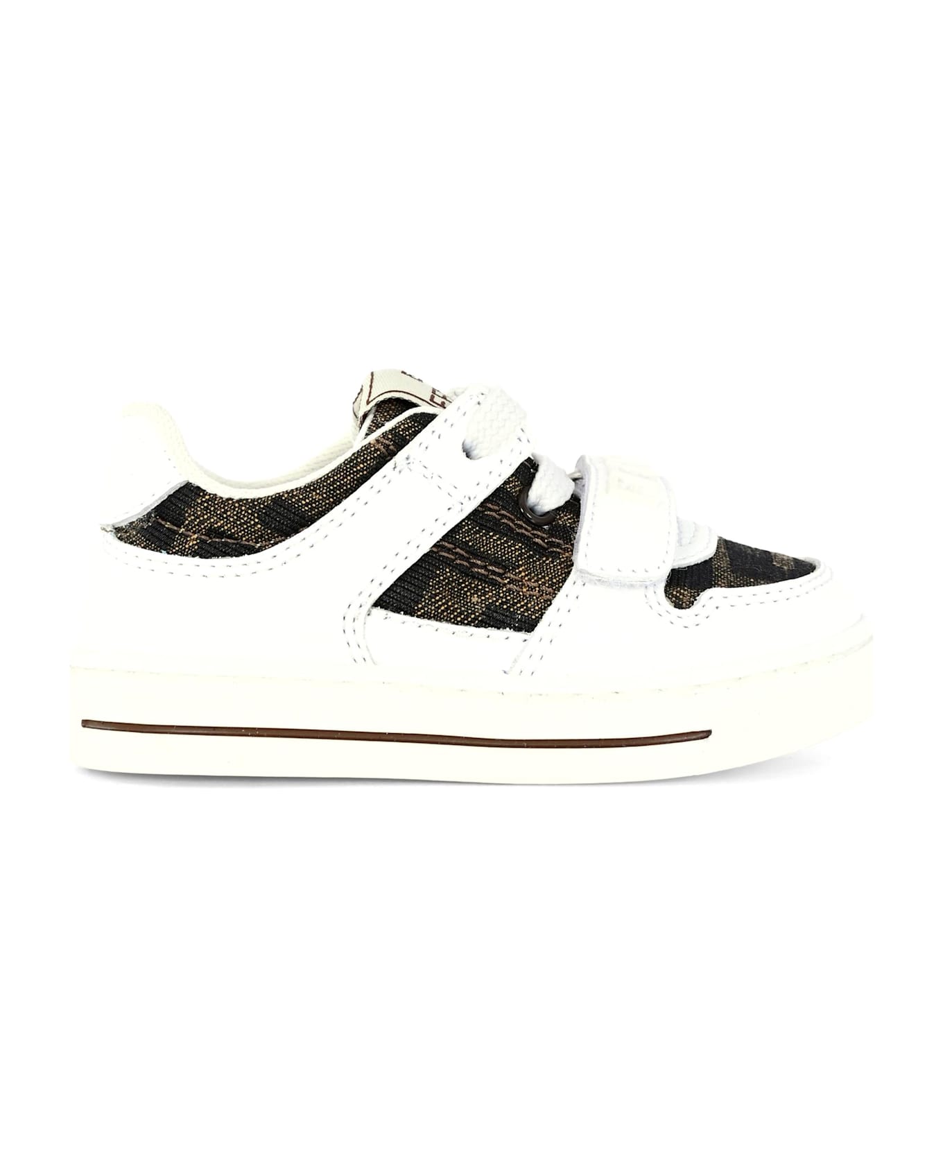 Fendi White Sneakers For Kids With Ff - White