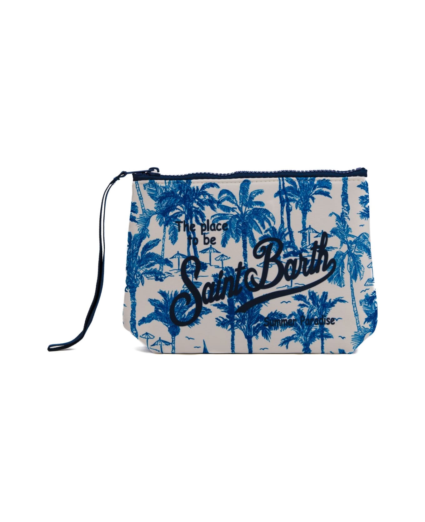 MC2 Saint Barth Aline Saint Beach Clutch Bag In Neoprene - Blu/bianco