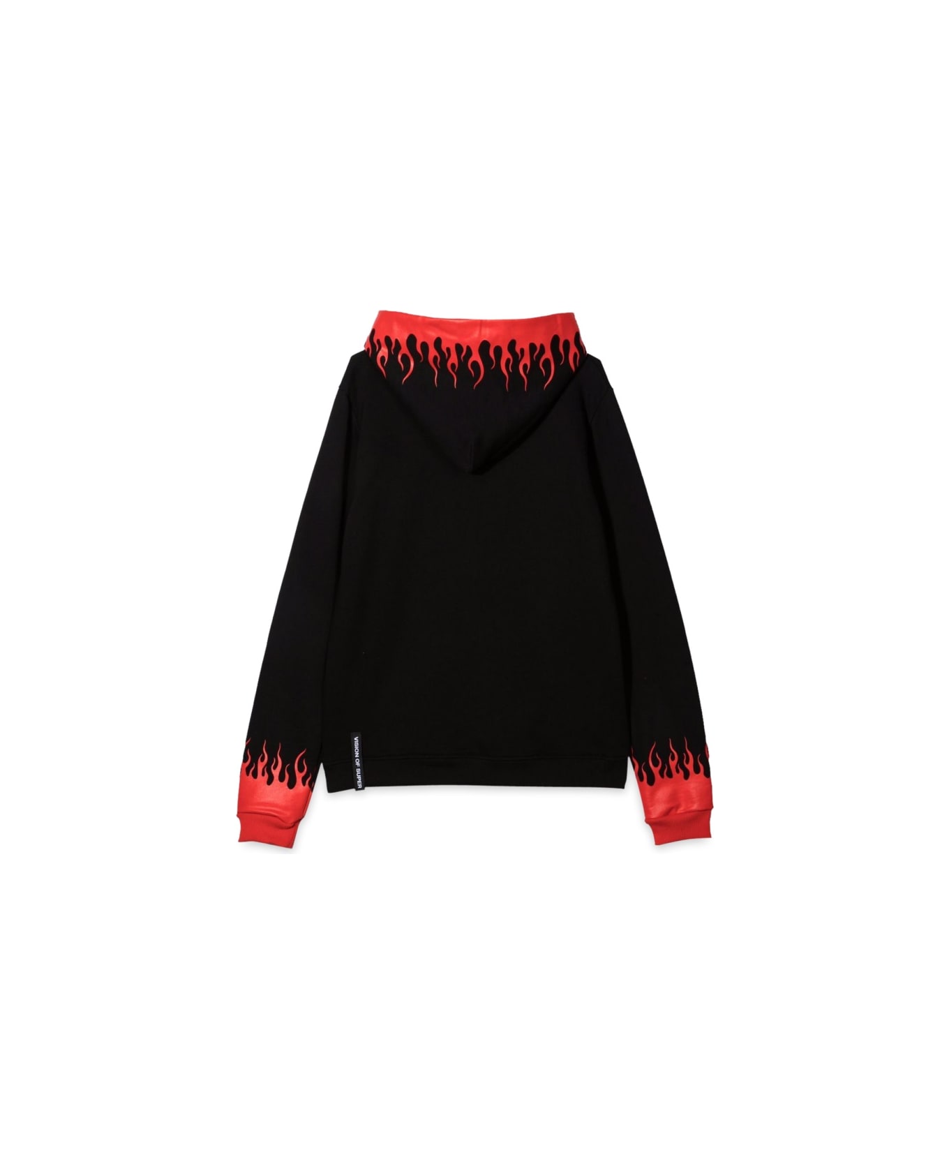 Vision of Super Black Hoodie With Red Flames - BLACK