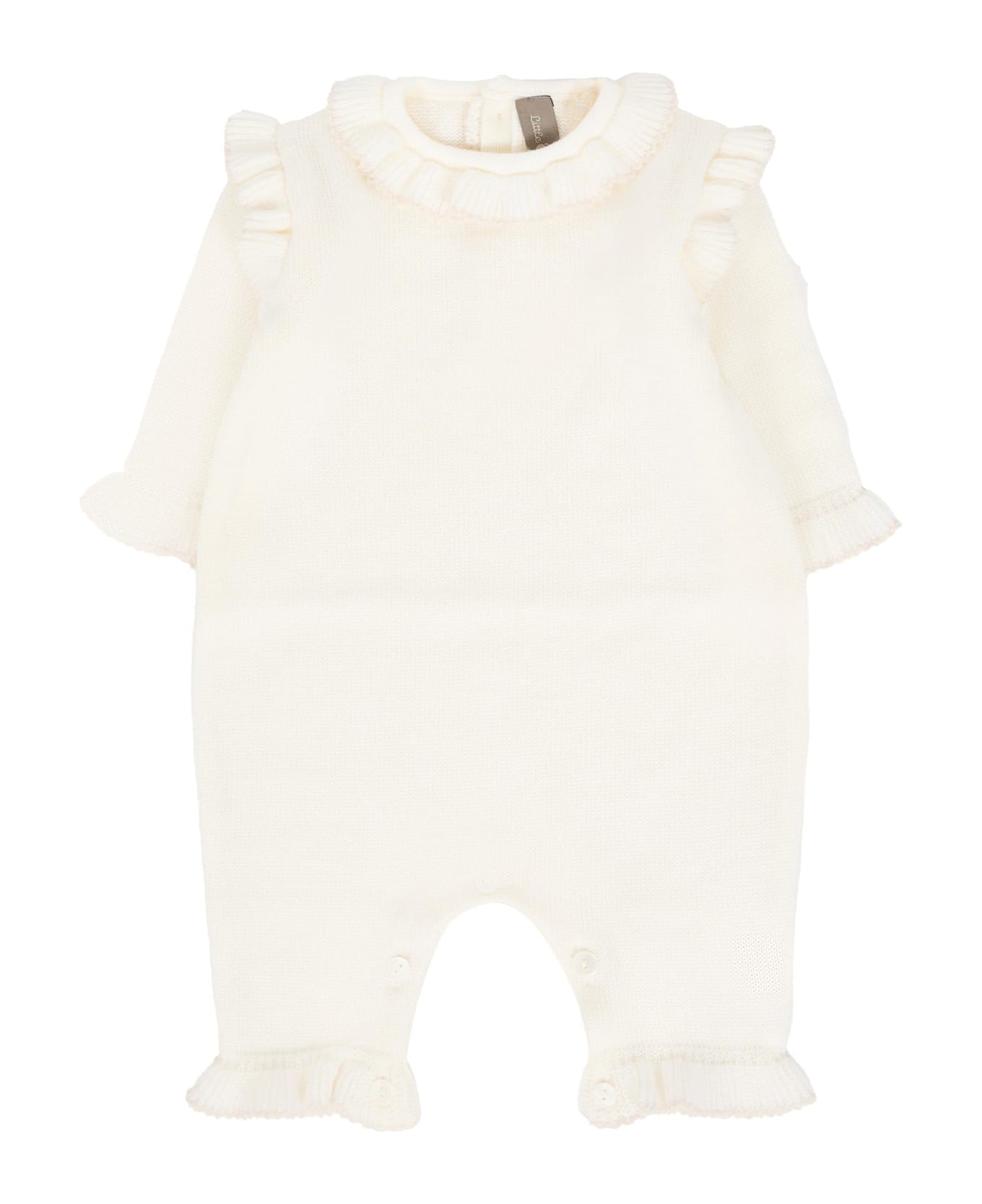 Little Bear Ivory Romper For Baby Girl - Ivory