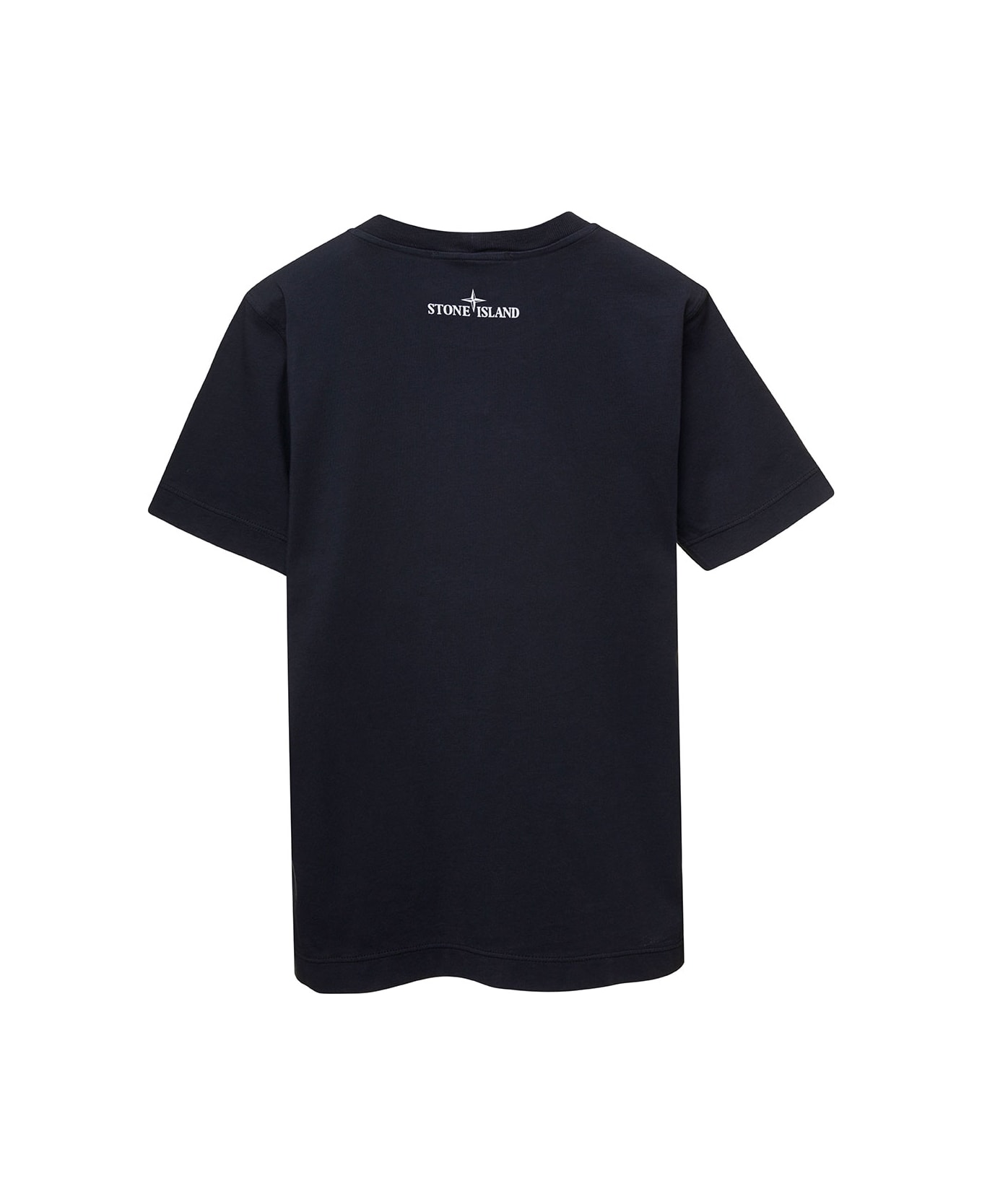 Stone Island Junior Blue T-shirt With Printed Maxi Logo In Cotton Boy - Blu Tシャツ＆ポロシャツ