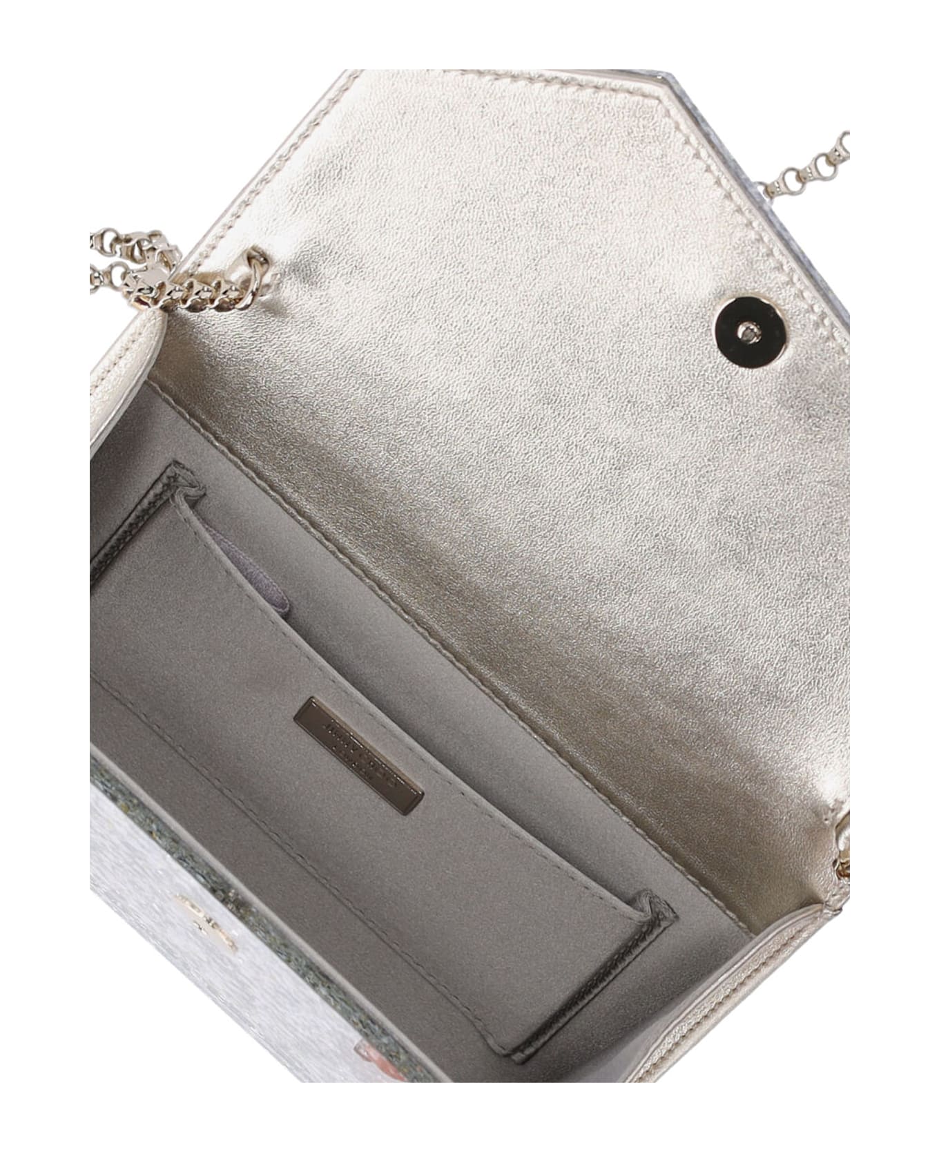 Jimmy Choo Pouch With Glitter "candy" - Cream