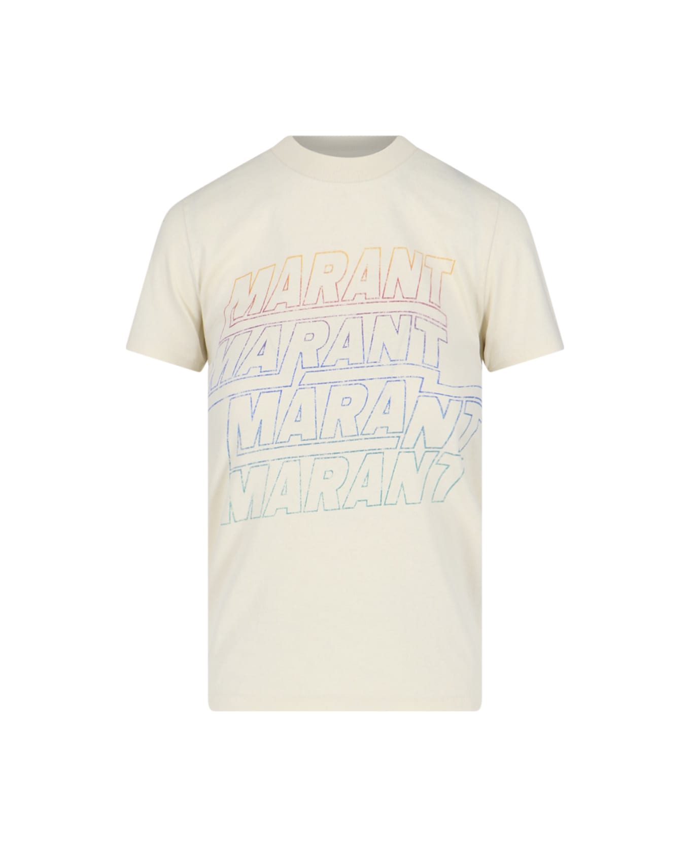 Marant Étoile Crewneck T-shirt With Multicolor Logo Print - Cream