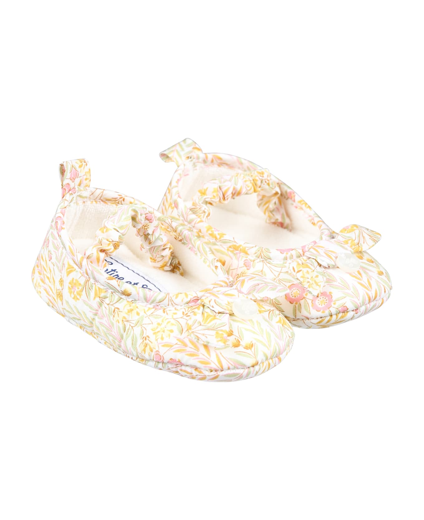 Tartine et Chocolat Ivory Ballet Flats For Baby Girl With A Liberty Fabric - Ivory