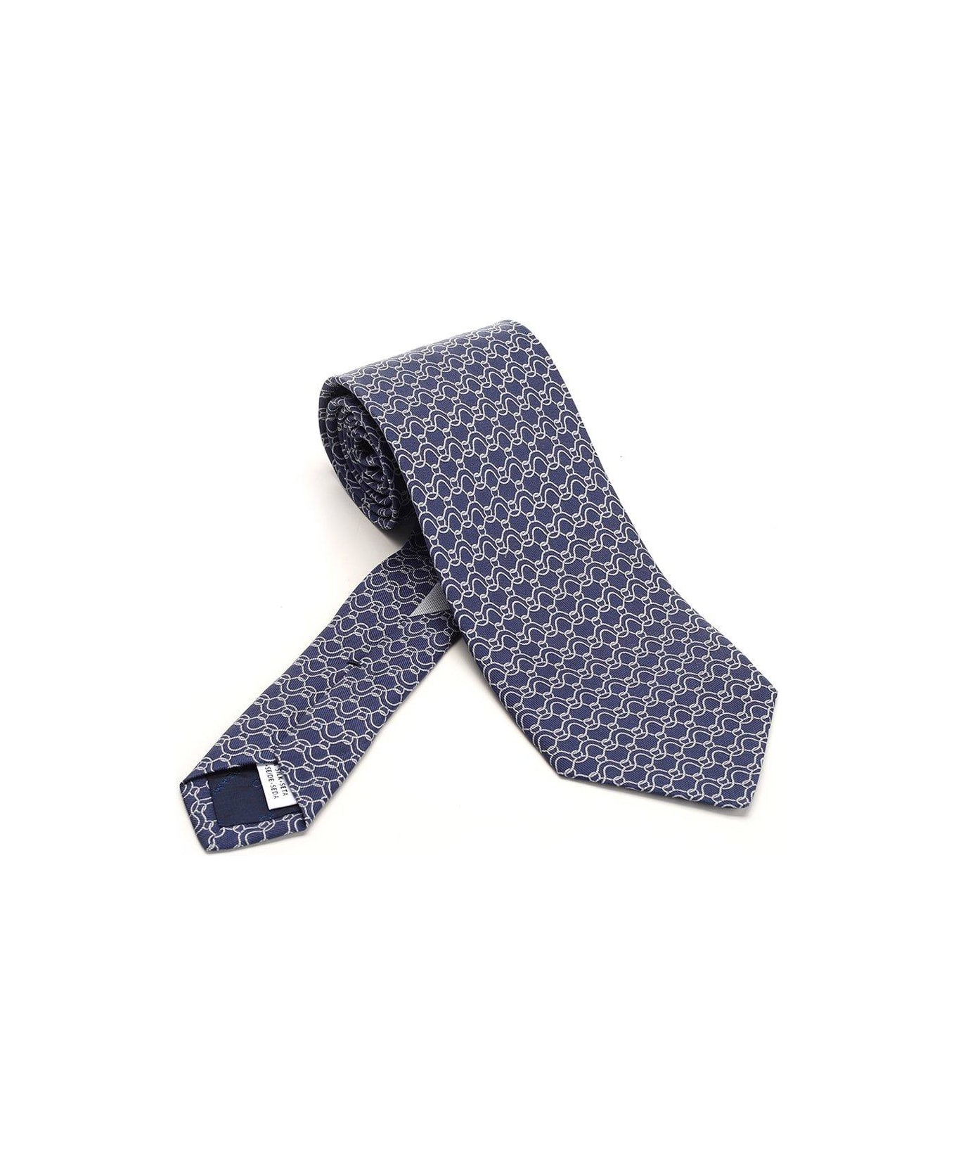 Ferragamo Gancini Printed Tie - Blue ネクタイ