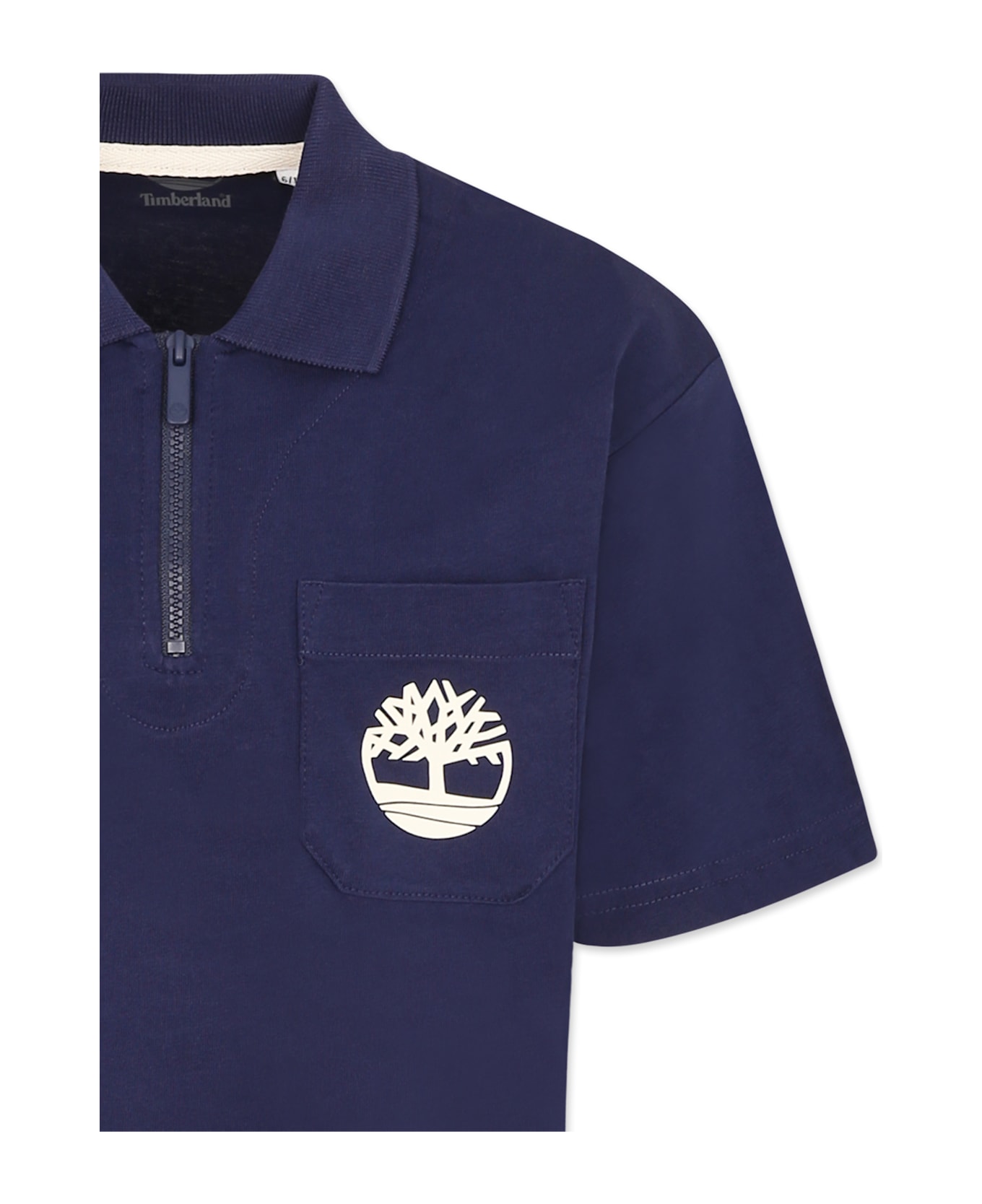 Timberland Blue Polo Shirt For Boy With Tree - Blue