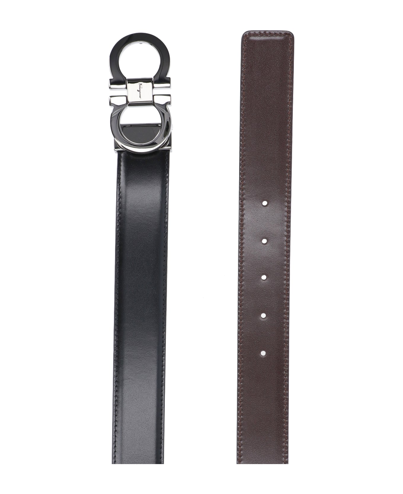 Ferragamo 'gancini' Adjustable Reversible Belt - Black  