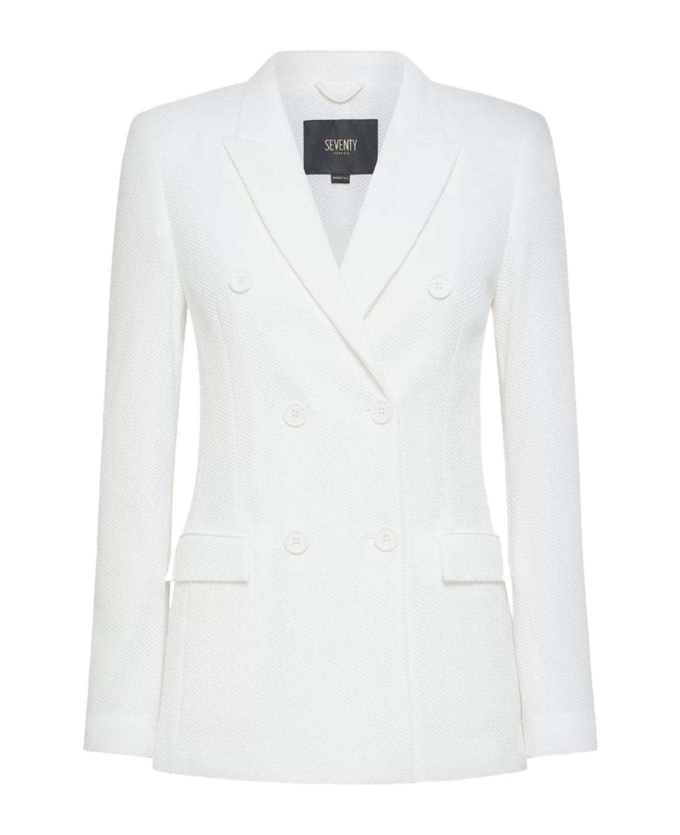 Seventy Double-breasted Jacket In Honeycomb Fabric - BIANCO