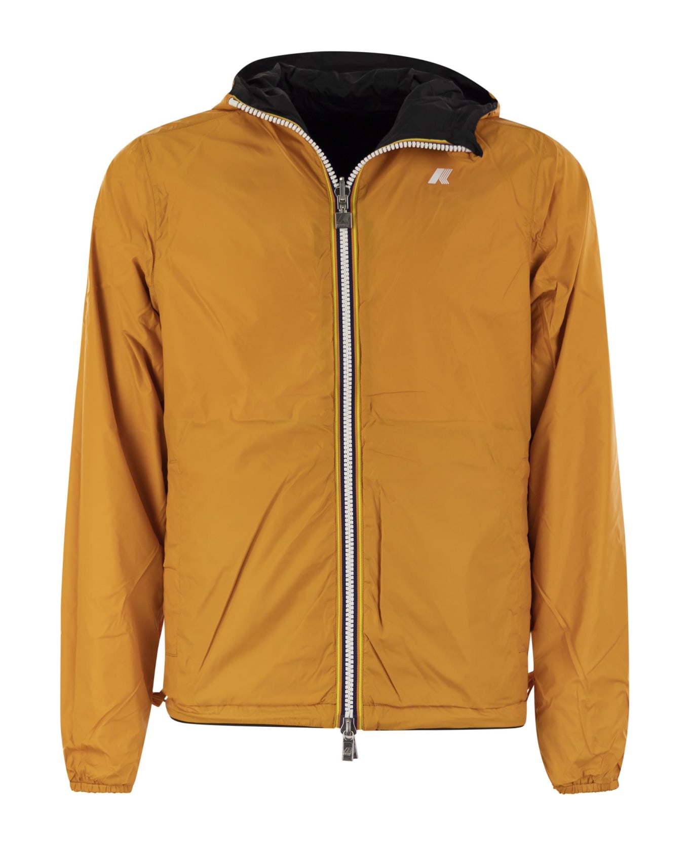 K-Way Jake Plus - Reversible Hooded Jacket - Black/orange