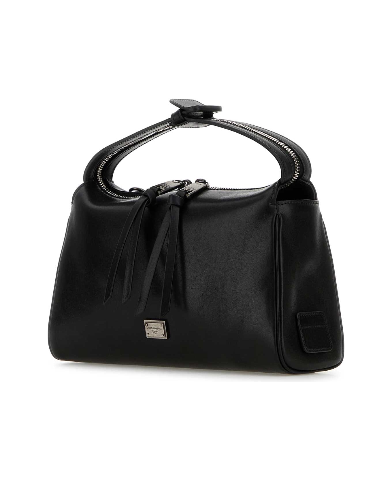 Dolce & Gabbana Black Leather Vittoria Handbag - NERO