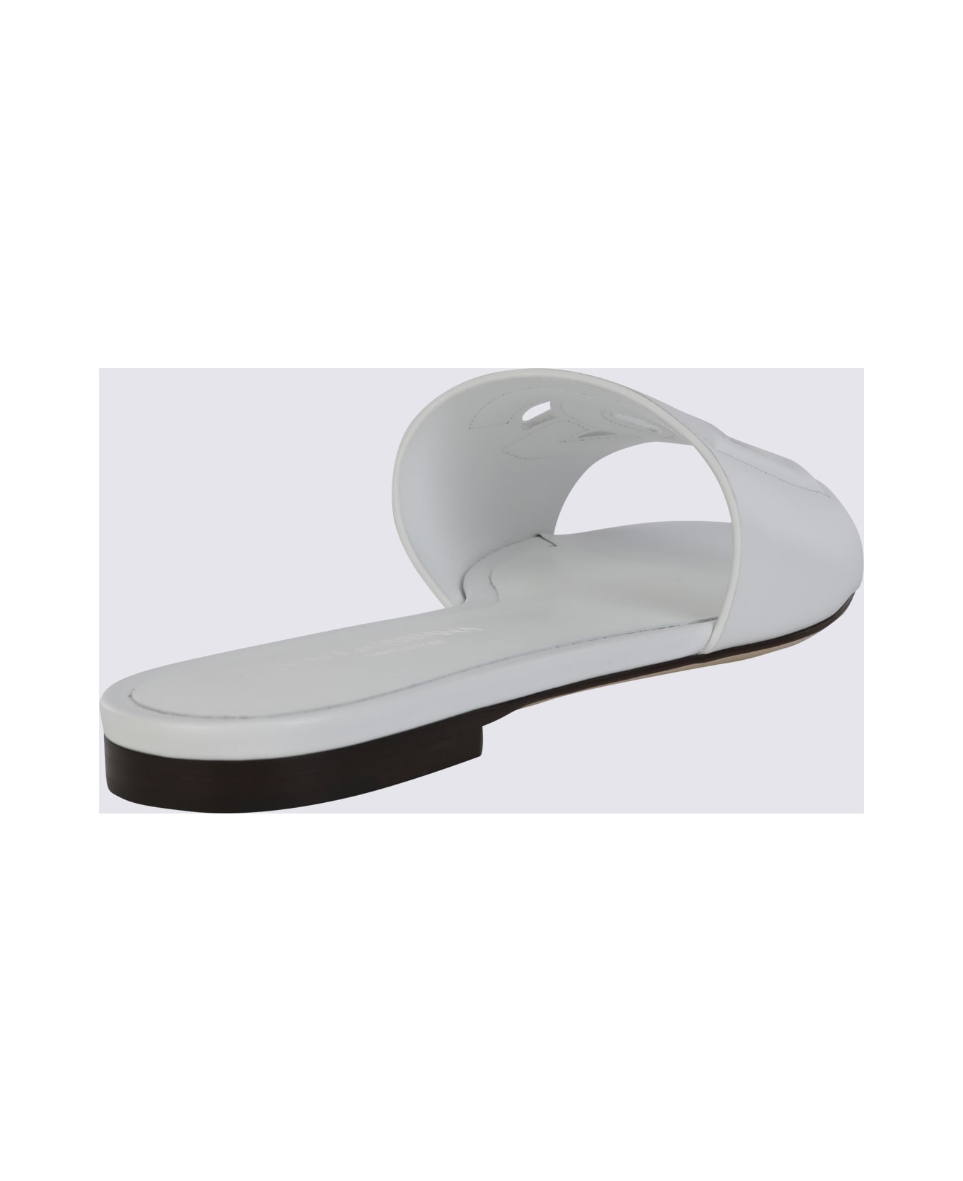 Dolce & Gabbana White Leather Dg Millennials Slides - White