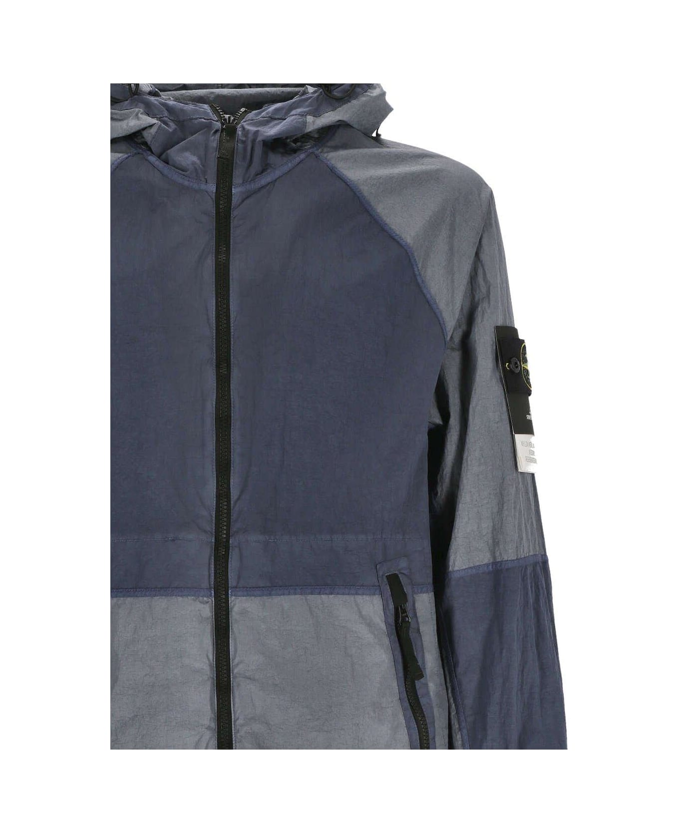 Stone Island Zip-up Hooded Jacket - Blue