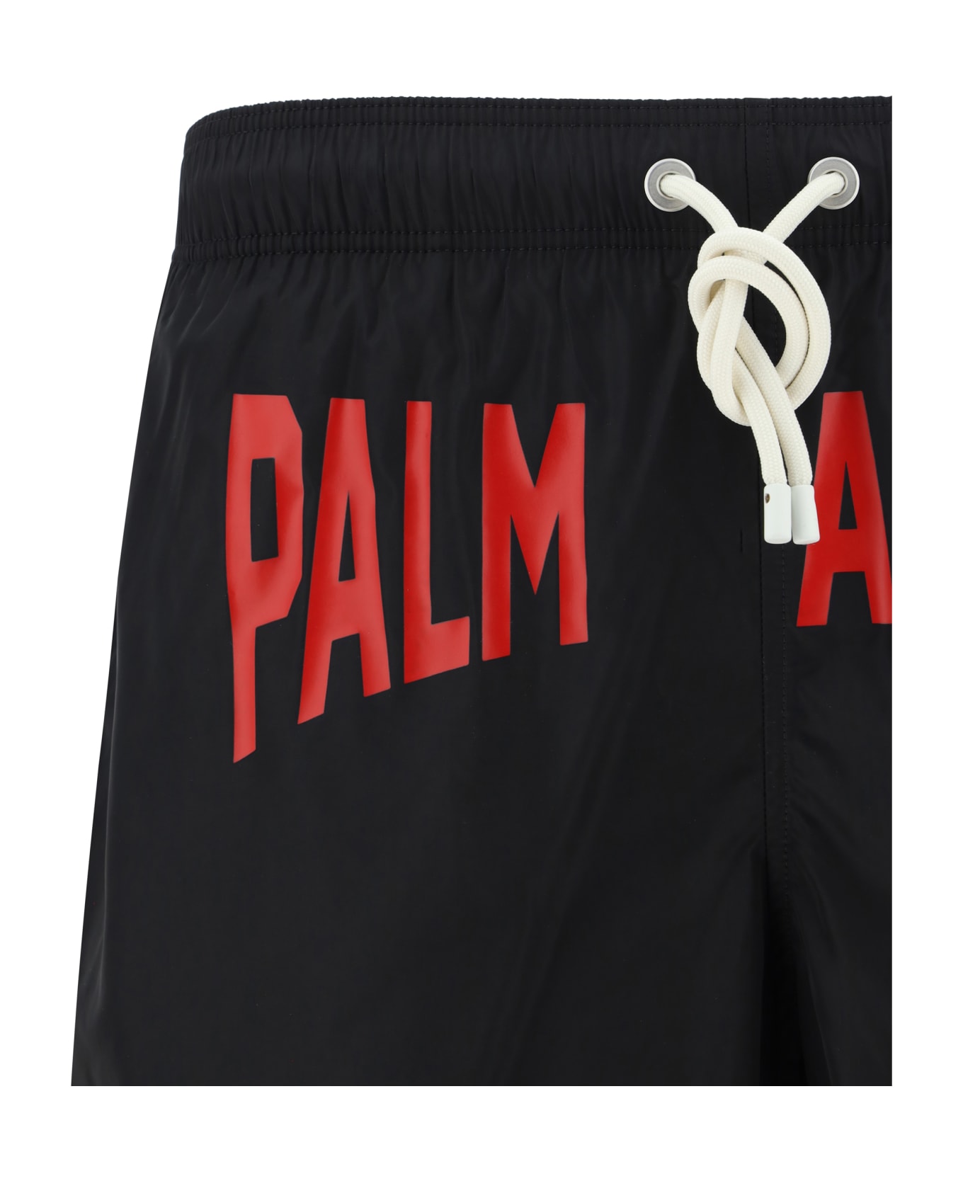 Palm Angels Nylon Swimsuit With Logo - Black Red