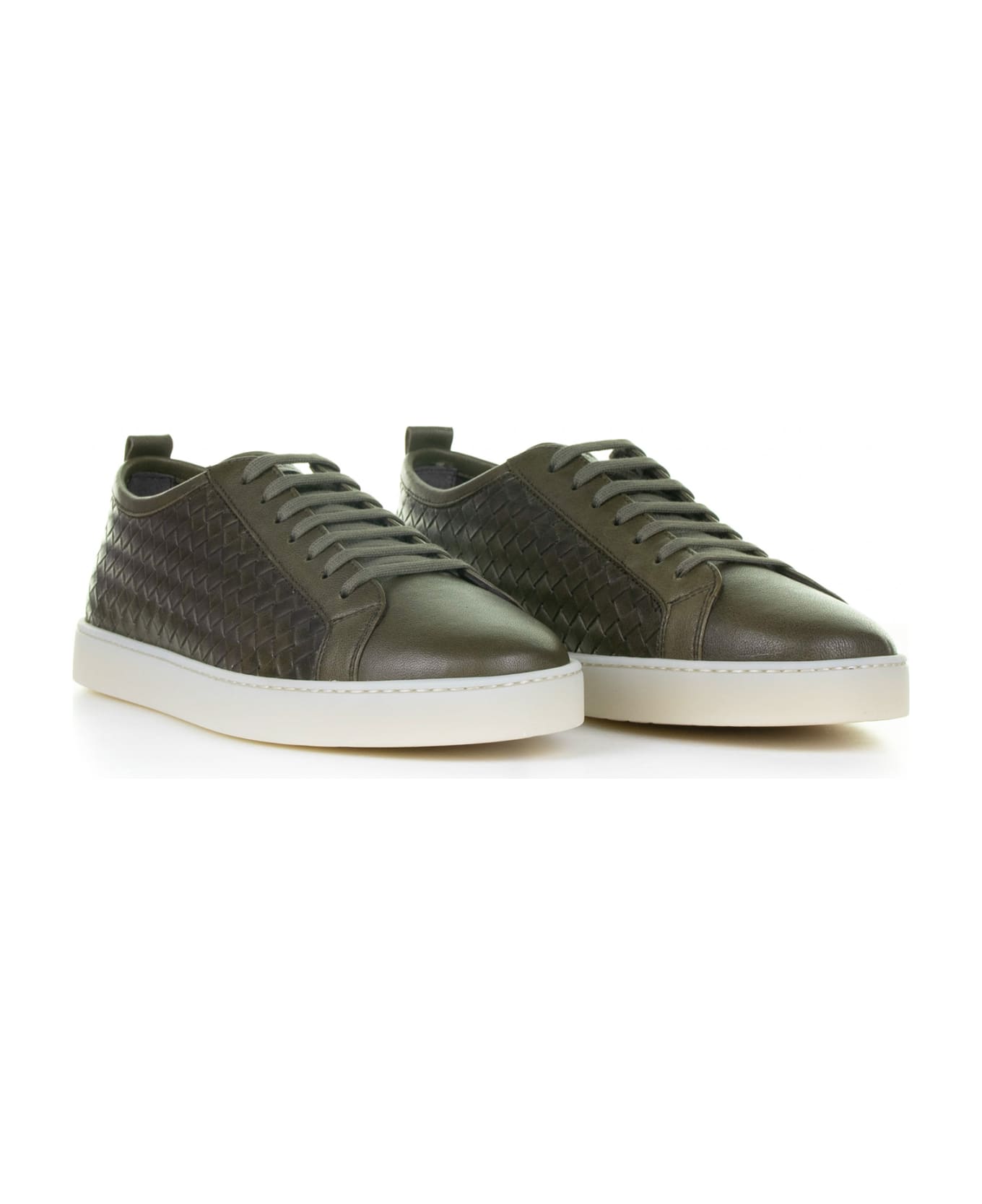 Barrett Green Woven Leather Sneaker - VERDE