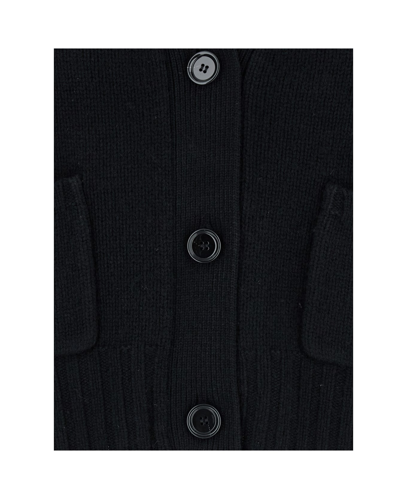 Allude Black Cardigan With V Neck In Wool And Cashmere Woman - Black