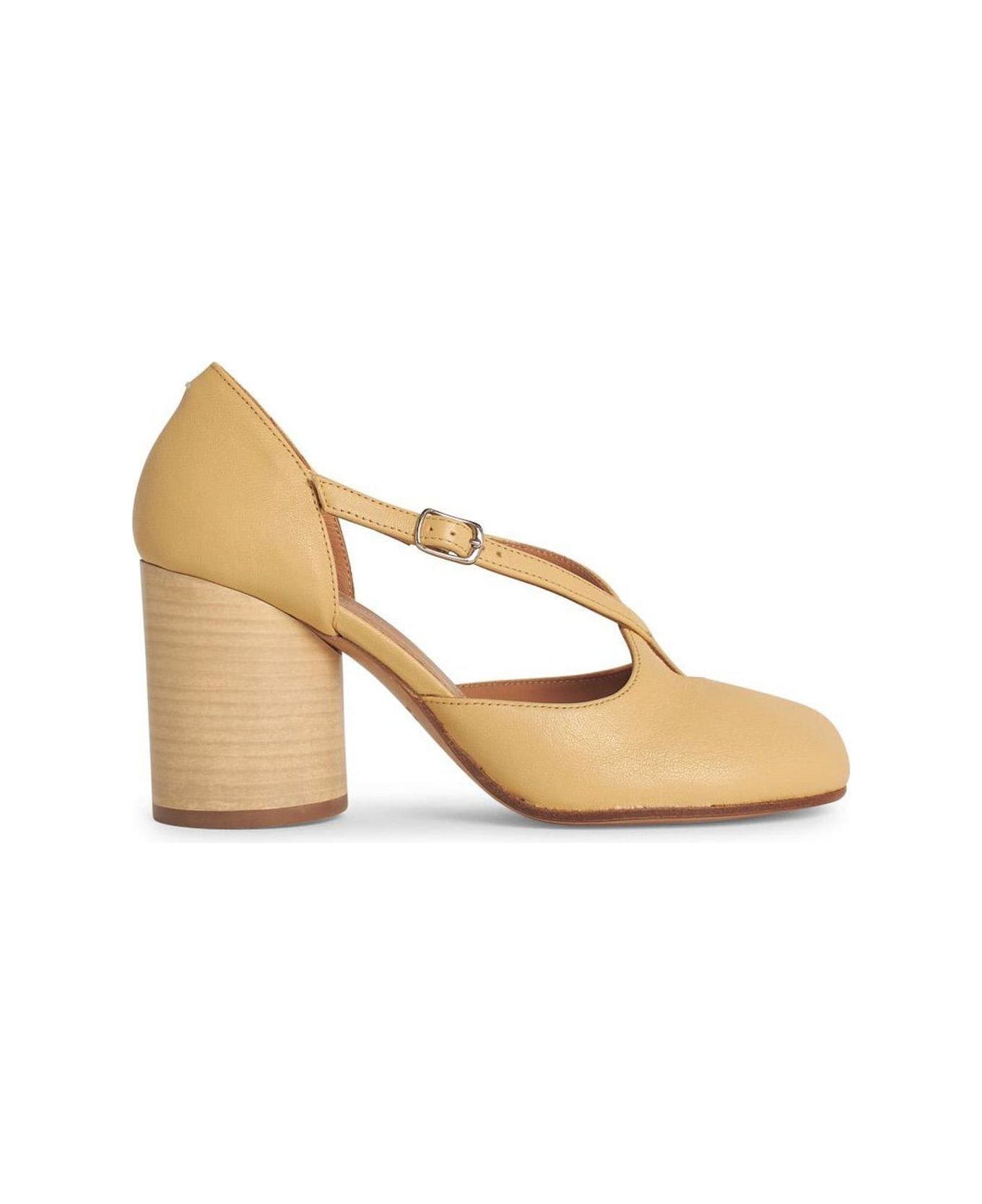 Maison Margiela Tabi Toe Block Heeled Pumps - Beige
