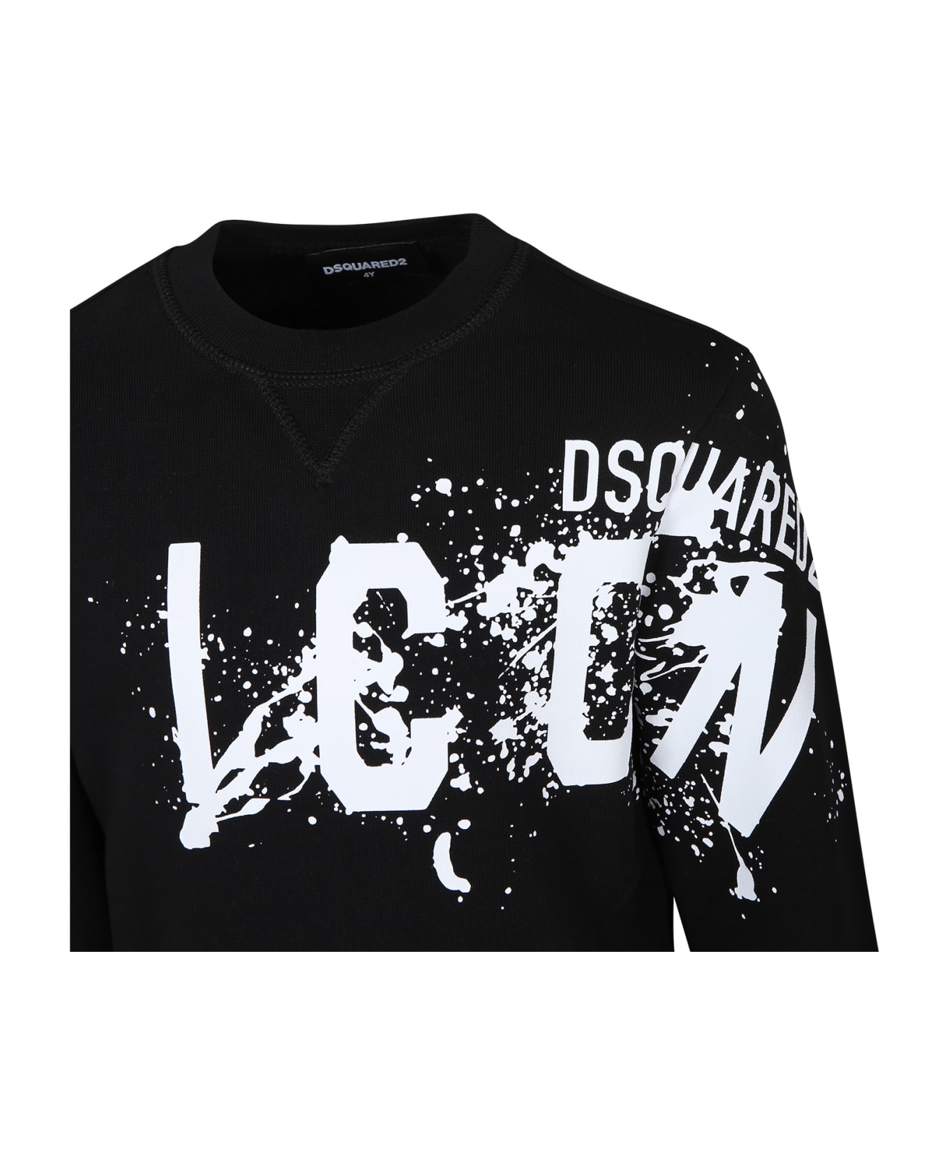 Dsquared2 Black Sweatshirt For Boy With Logo - Black ニットウェア＆スウェットシャツ