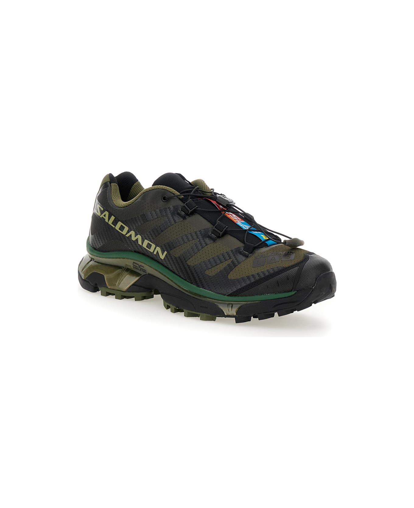 Salomon 'xt-4 Og' Green Sneakers With Drawstring In Mesh And Tech Fabric - Black