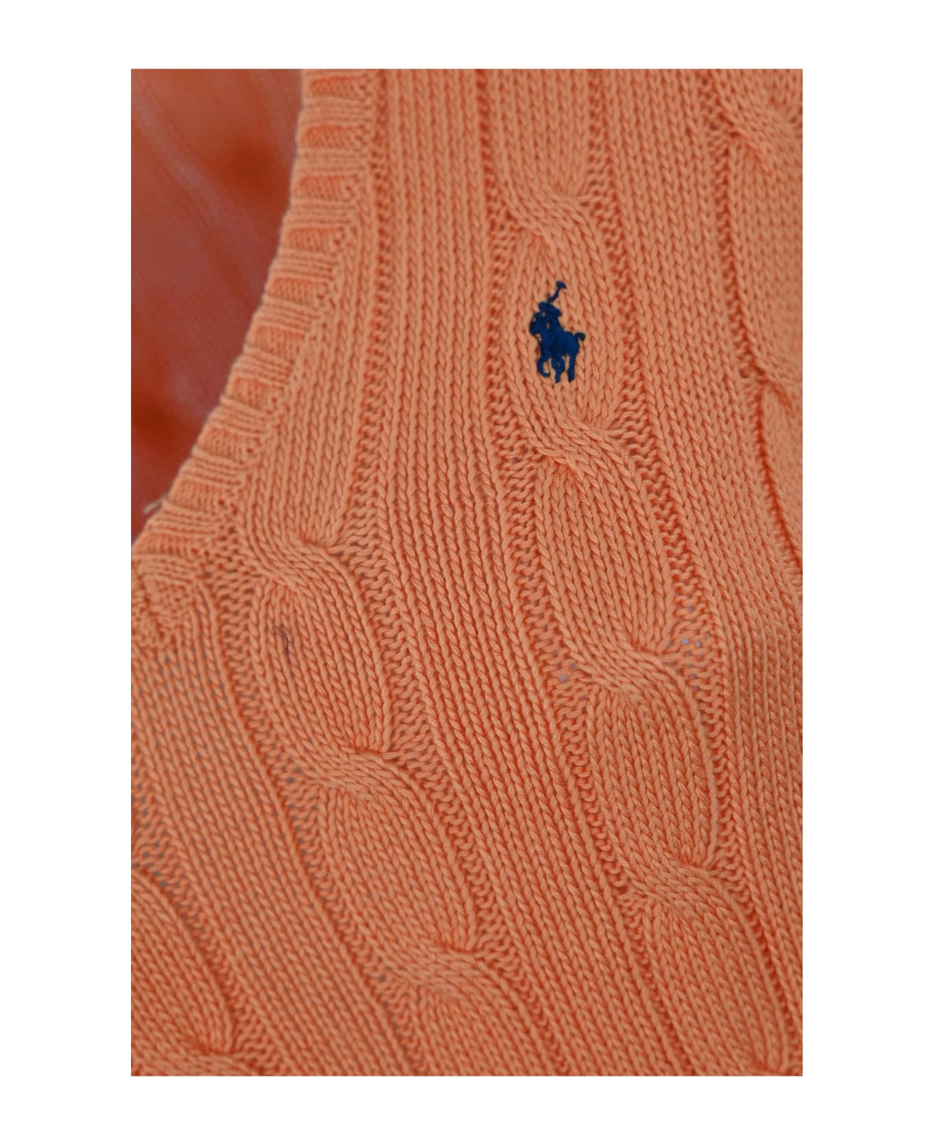Polo Ralph Lauren Cable Knit Sweater With V-neck - SUNORANGE