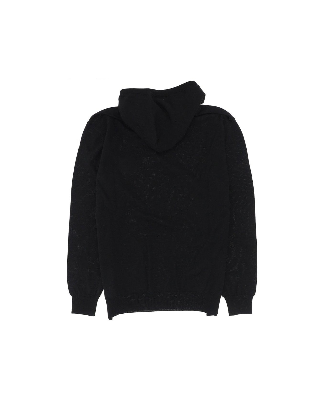 Moschino Teddy Bear Embroidered Drawstring Knitted Hoodie - Nero
