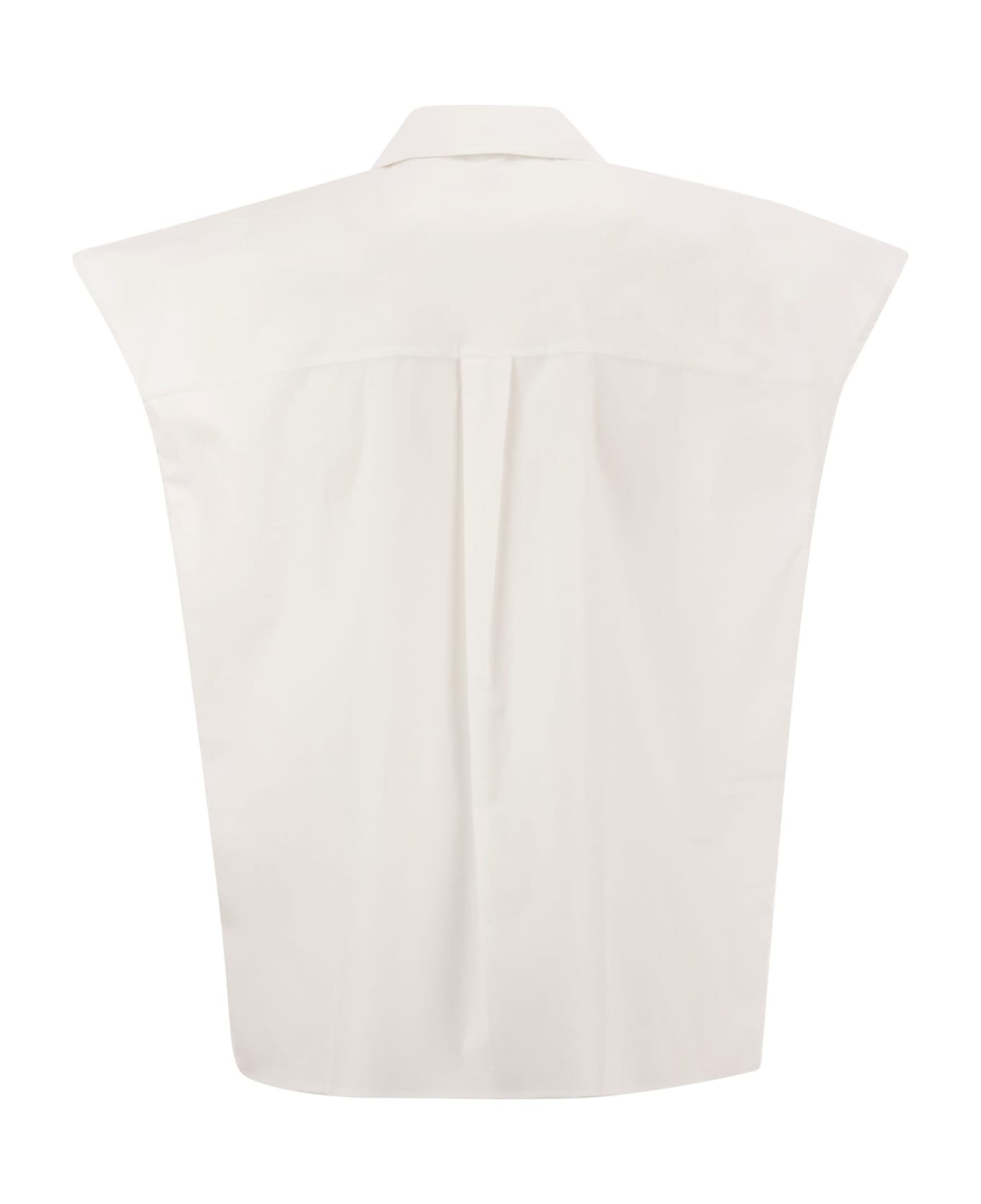 Woolrich Short-sleeved Blouse In Pure Cotton Poplin - Bright White