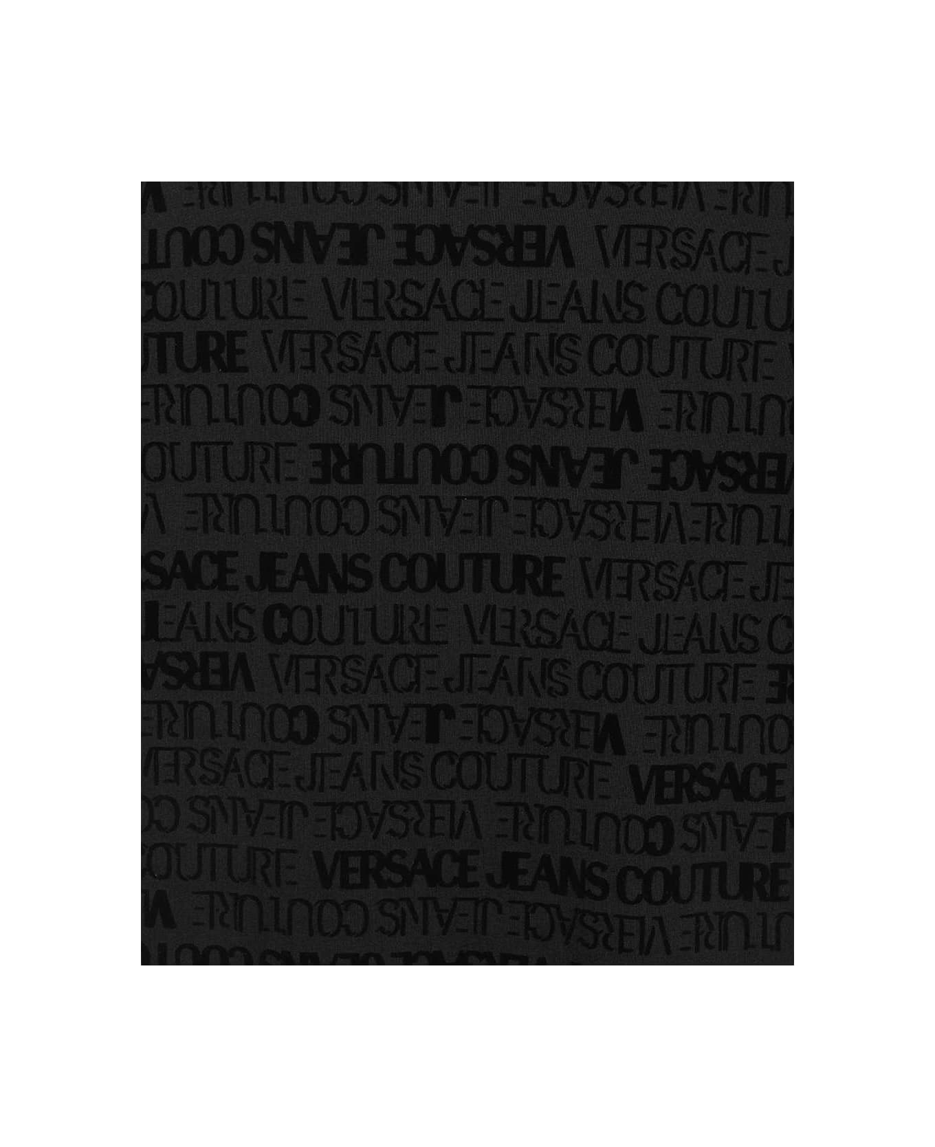 Versace Jeans Couture Cotton T-shirt With All Over Logo - black