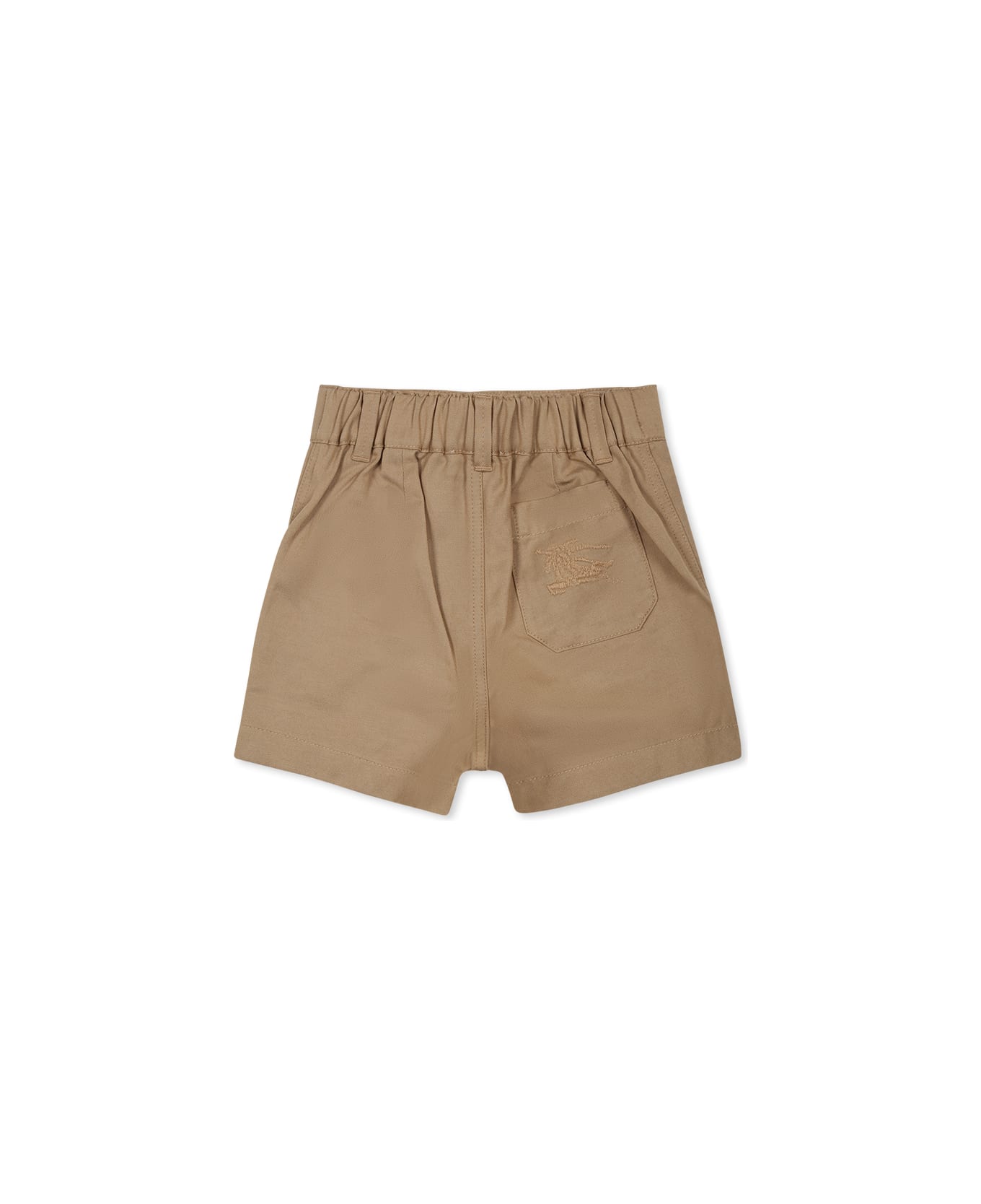 Burberry Beige Shorts For Baby Boy With Embroidered Logo - Beige