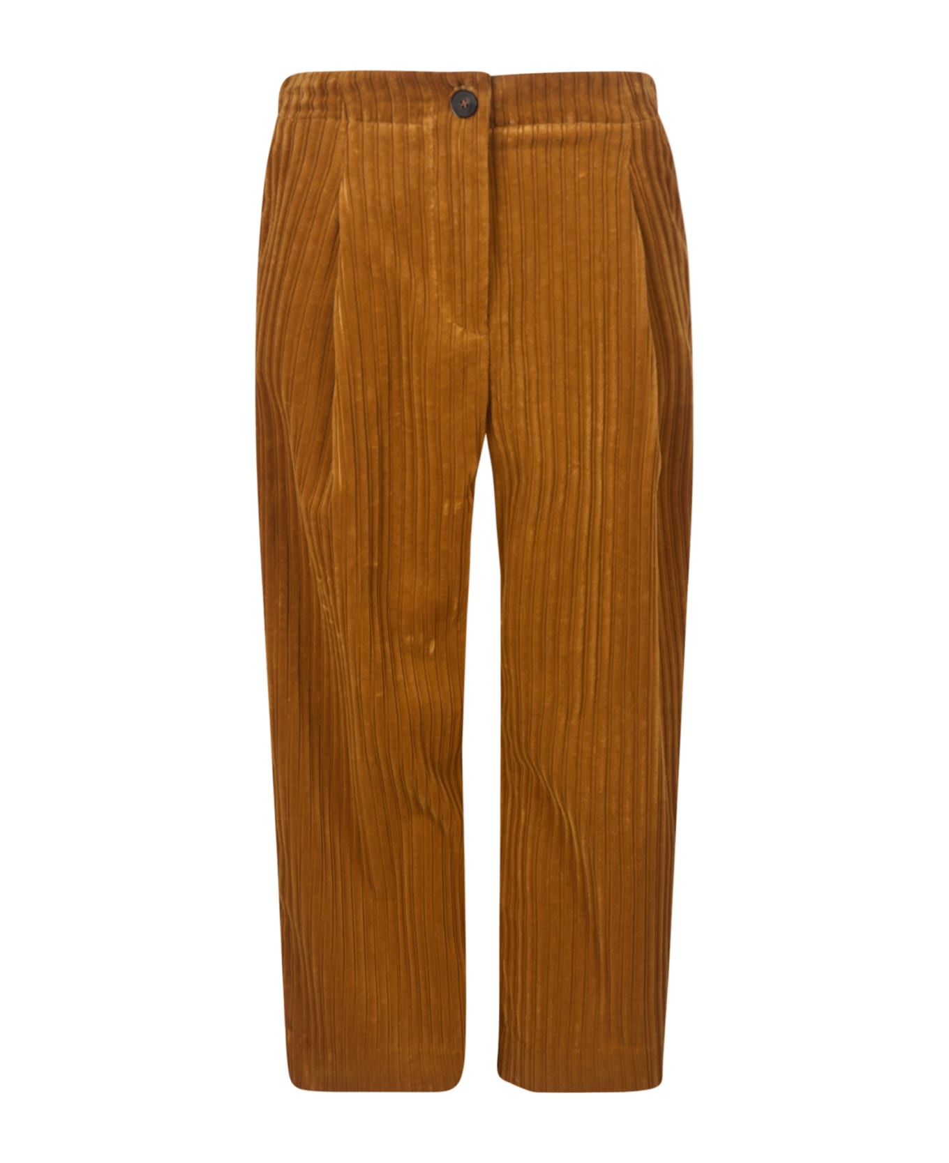Phisique du Role Wide Straight Leg Corduroy Cropped Trousers - Barley