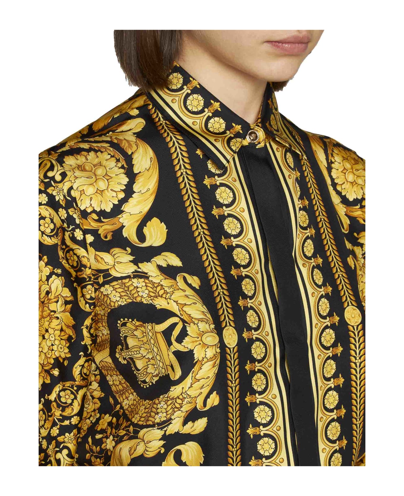 Versace Baroque Silk Shirt - Gold シャツ