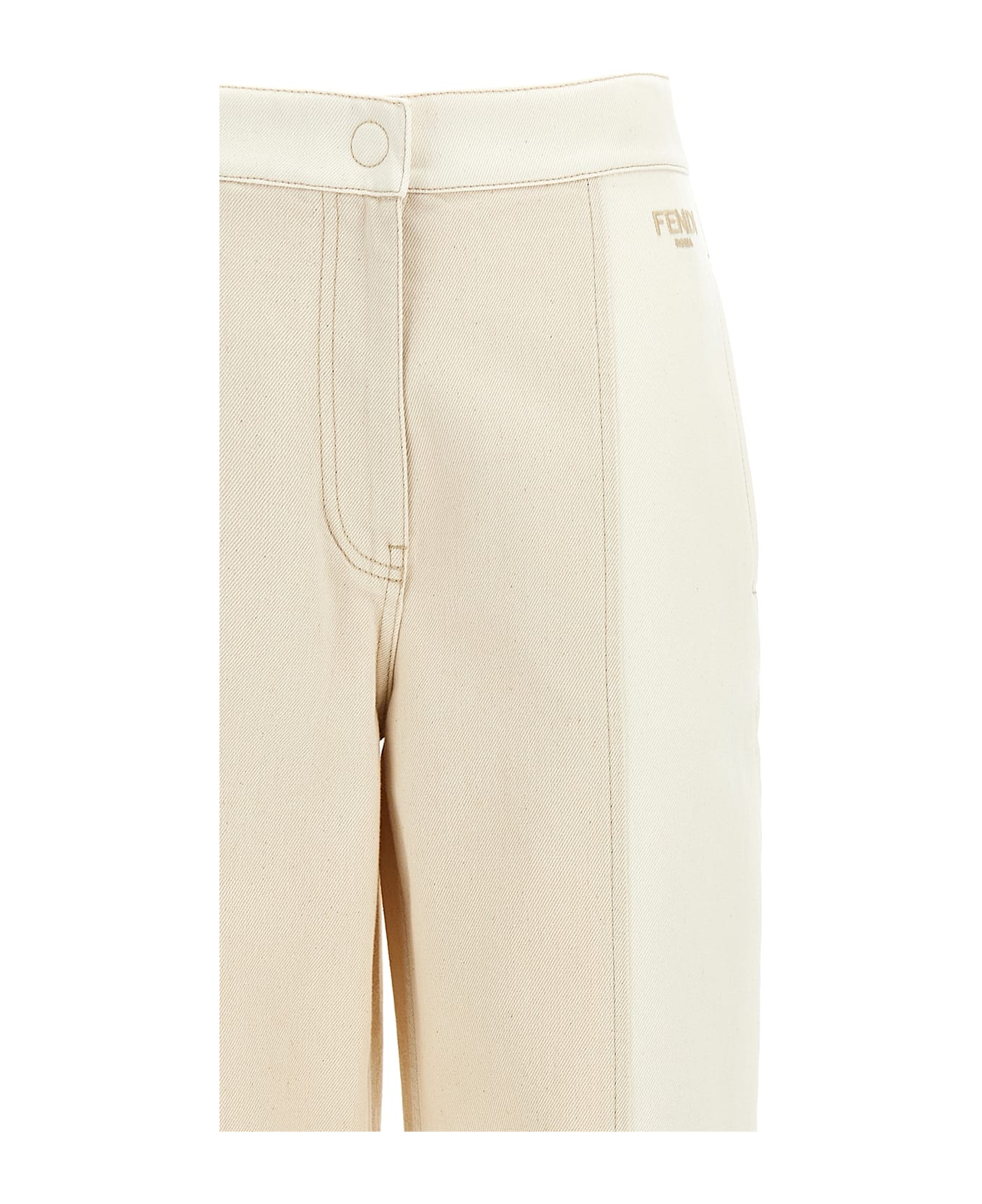 Fendi Two-tone Denim Jeans - White