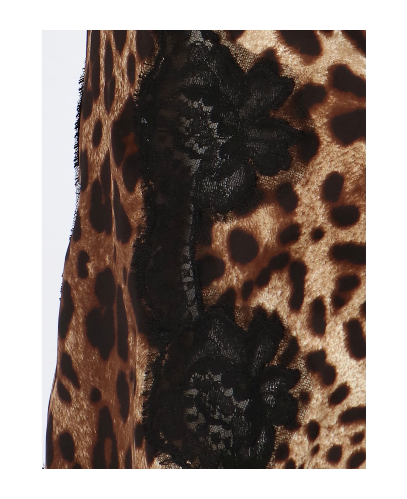 Dolce & Gabbana Animalier Silk And Lace Top - Brown