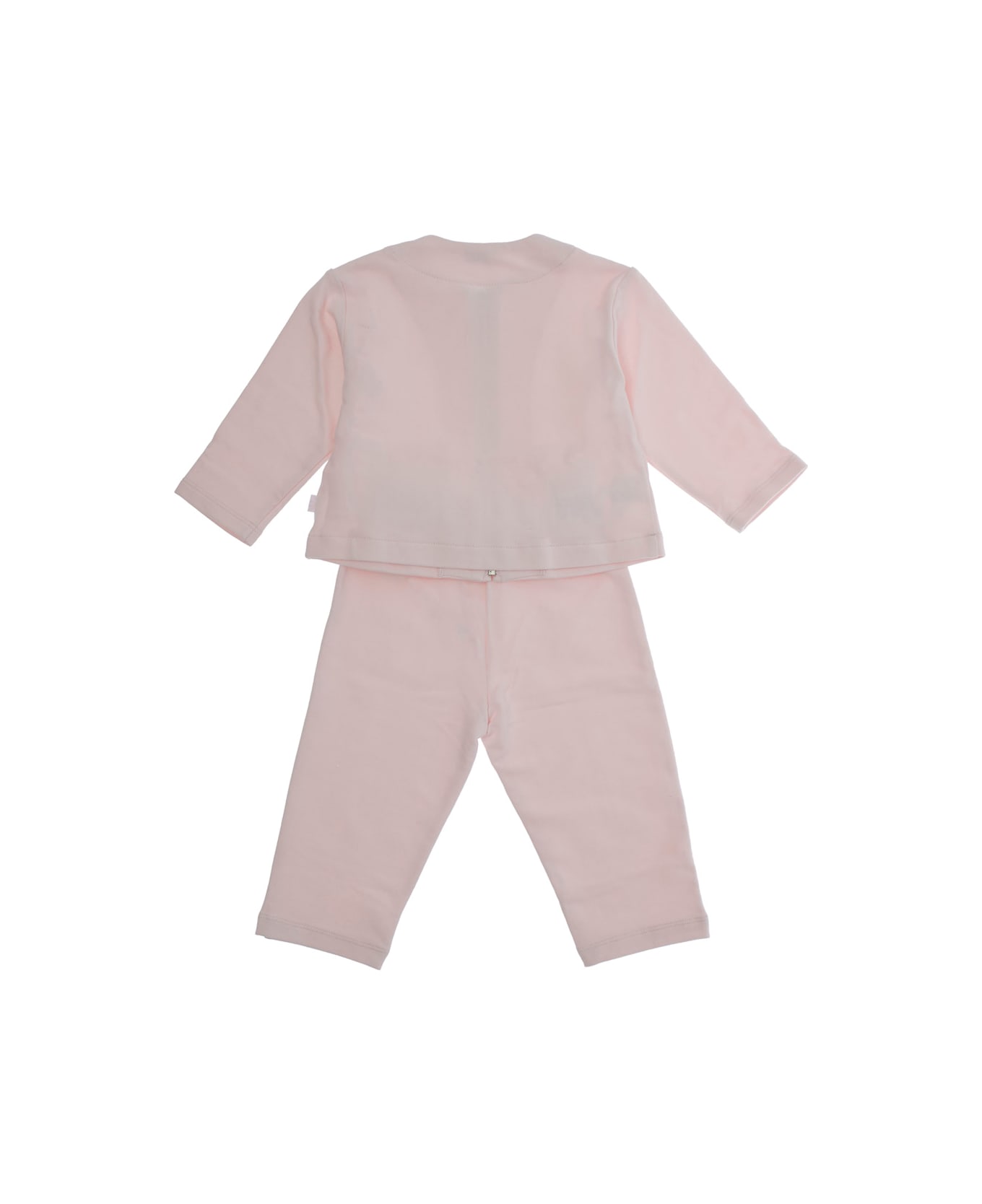 Il Gufo Pink Crewneck Suit With Front Zip Closure In Cotton Stretch Baby - Pink