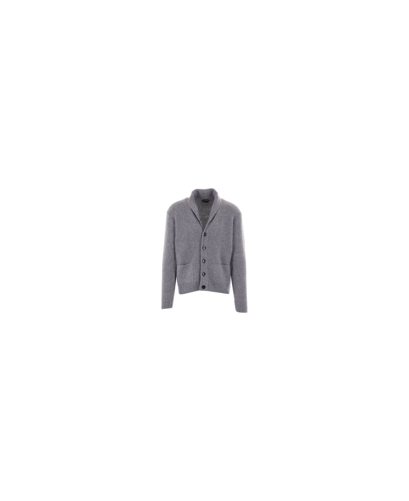 Tom Ford Brushed Shawl Collar Cardigan - ASH GREY