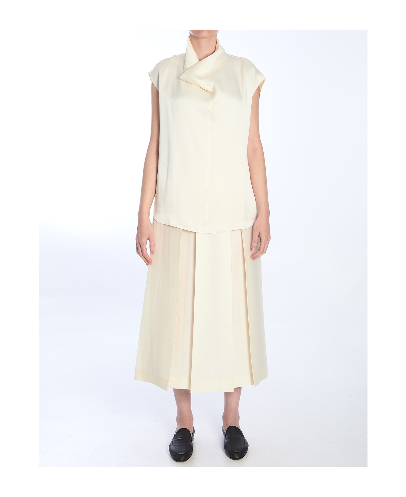 Totême Ivory Collared Sleveless Top - White