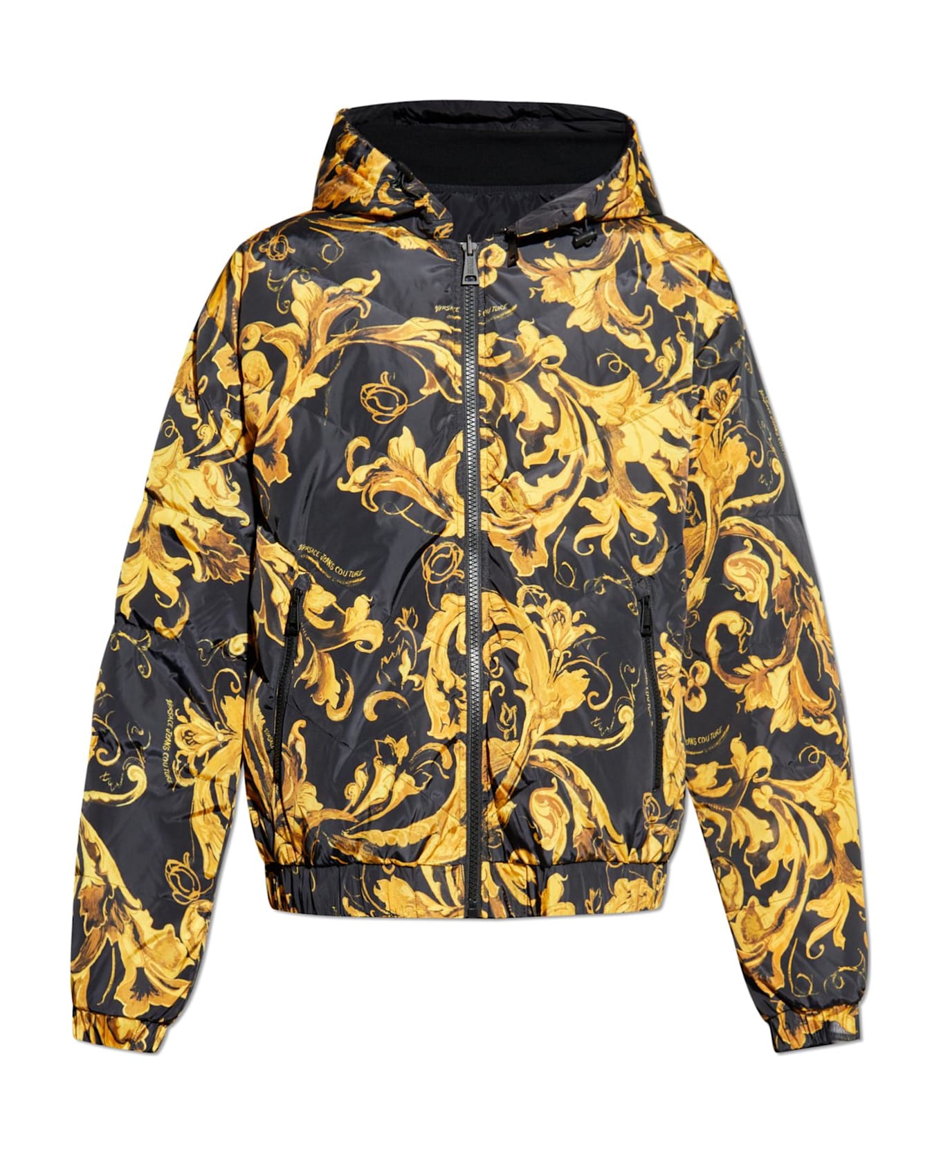 Versace Jeans Couture Reversible Jacket With Detachable Hood - BLACK/GOLD