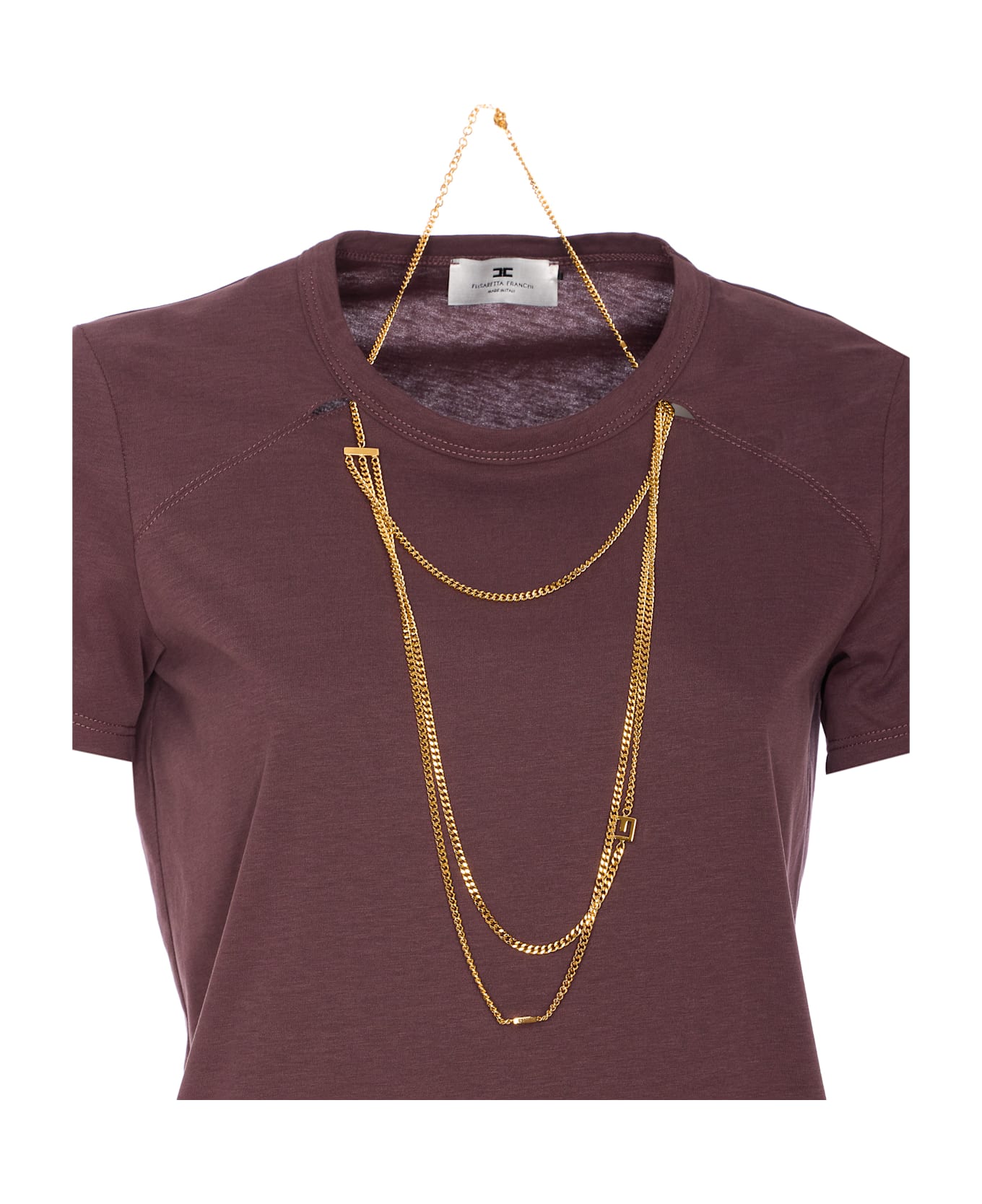 Elisabetta Franchi Jersey T-shirt With Jewel Detail - Purple