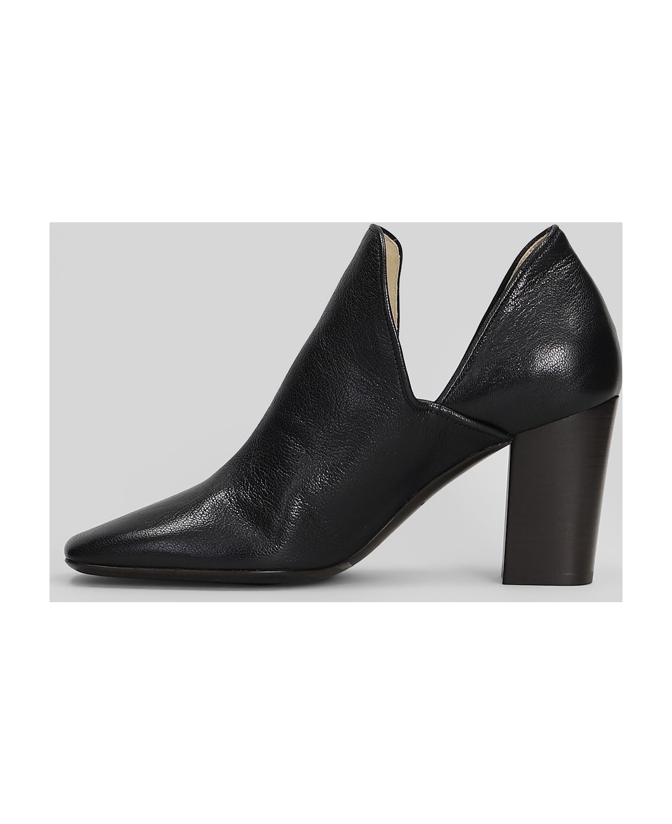 Lemaire High Heels Ankle Boots In Black Leather - black