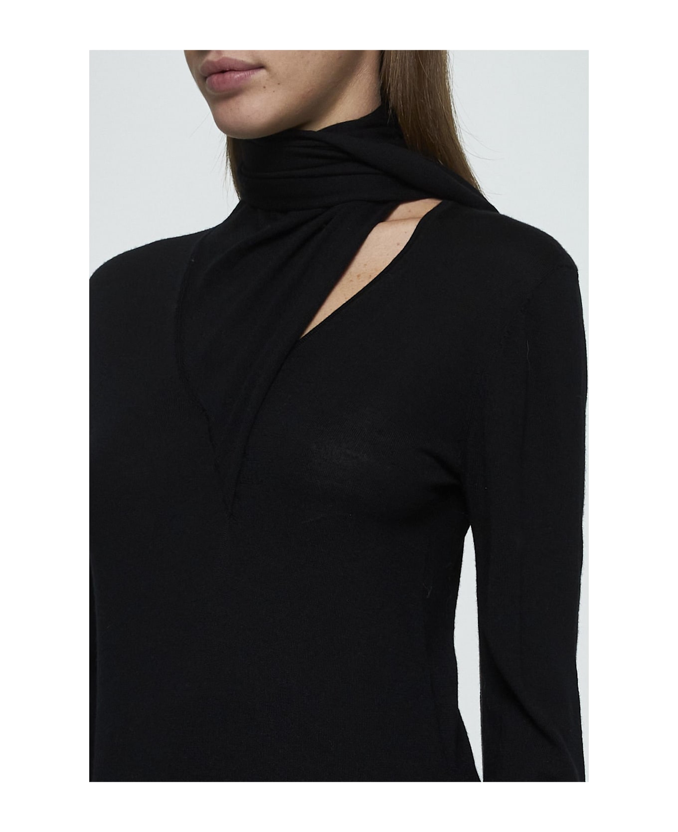 Totême Scarf Wool And Silk Sweater - BLACK