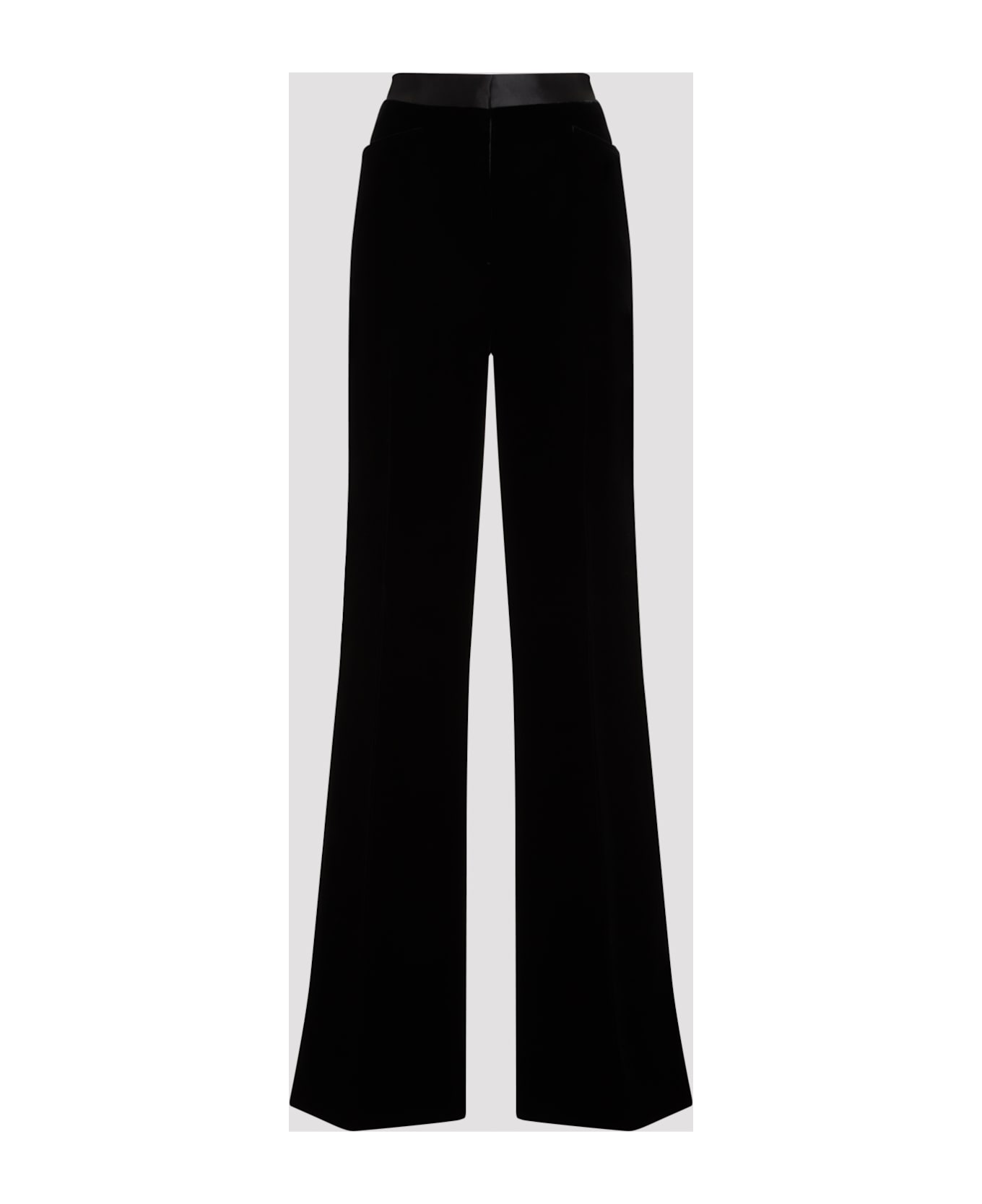 Tom Ford Viscose Velvet Boot Cut Pants - Black