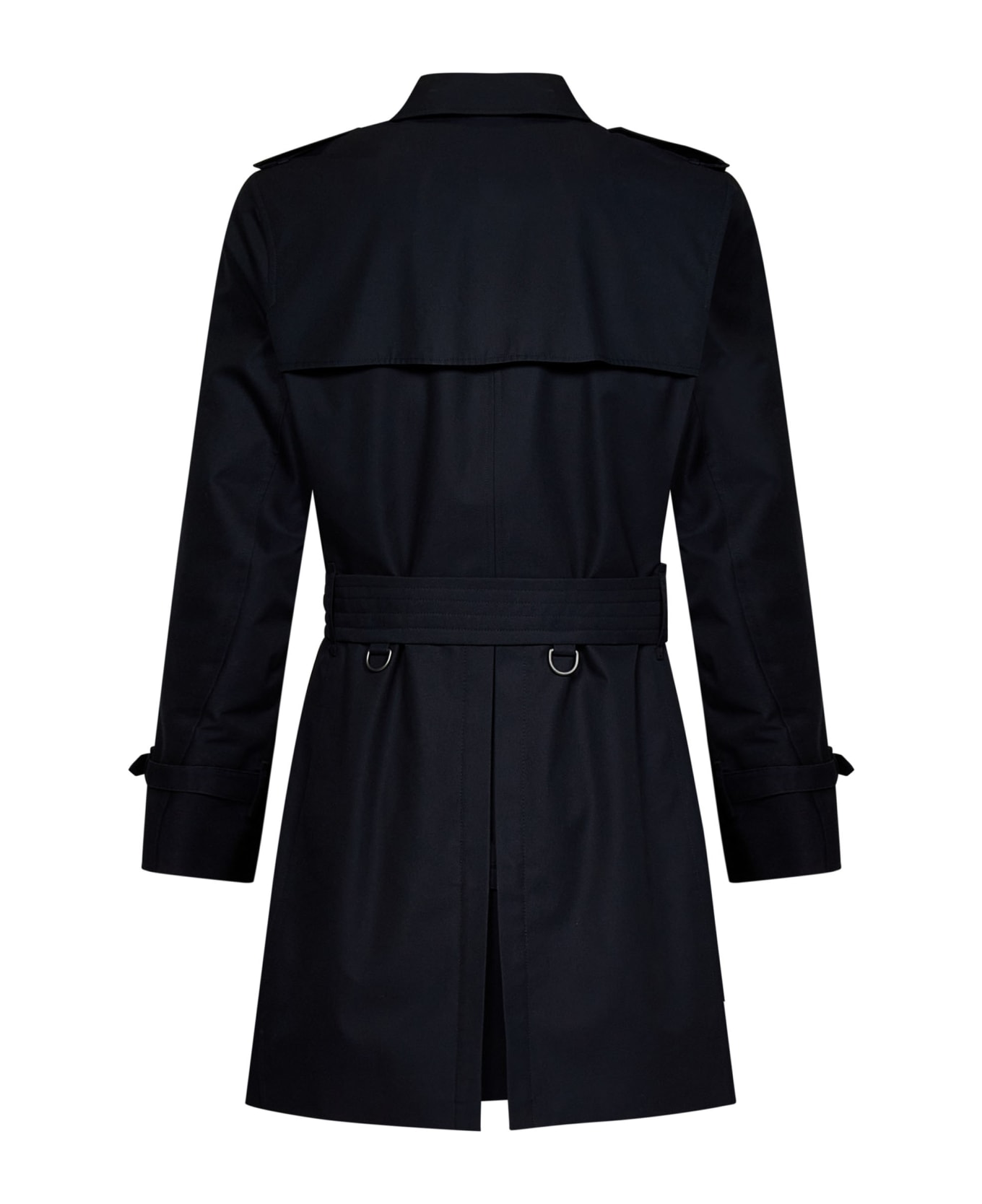 Burberry 'wimbledon' Blue Double-breasted Trench Coat With Belt And Branded Buttons In Cotton Man - Midnight