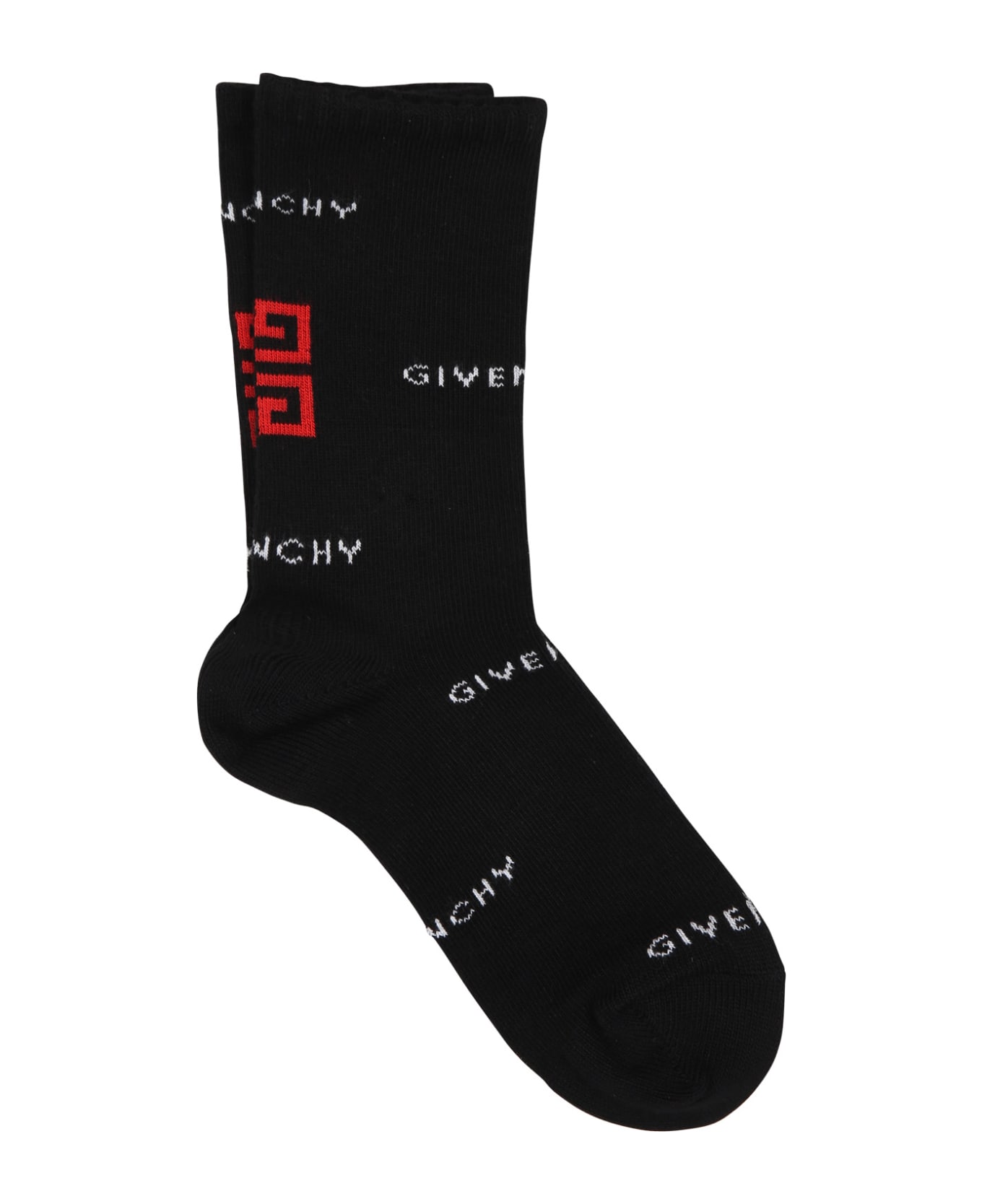 Givenchy Black Socks For Boy With Logo - Black