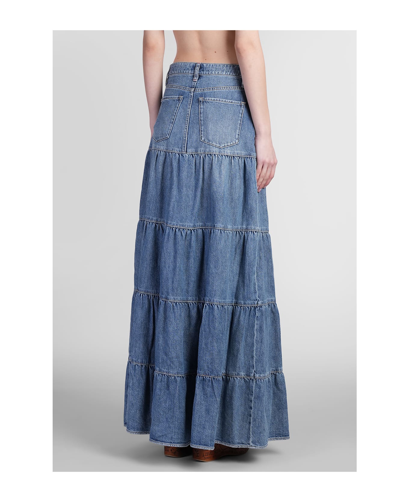 Alice + Olivia Mindy Skirt In Blue Cotton - blue