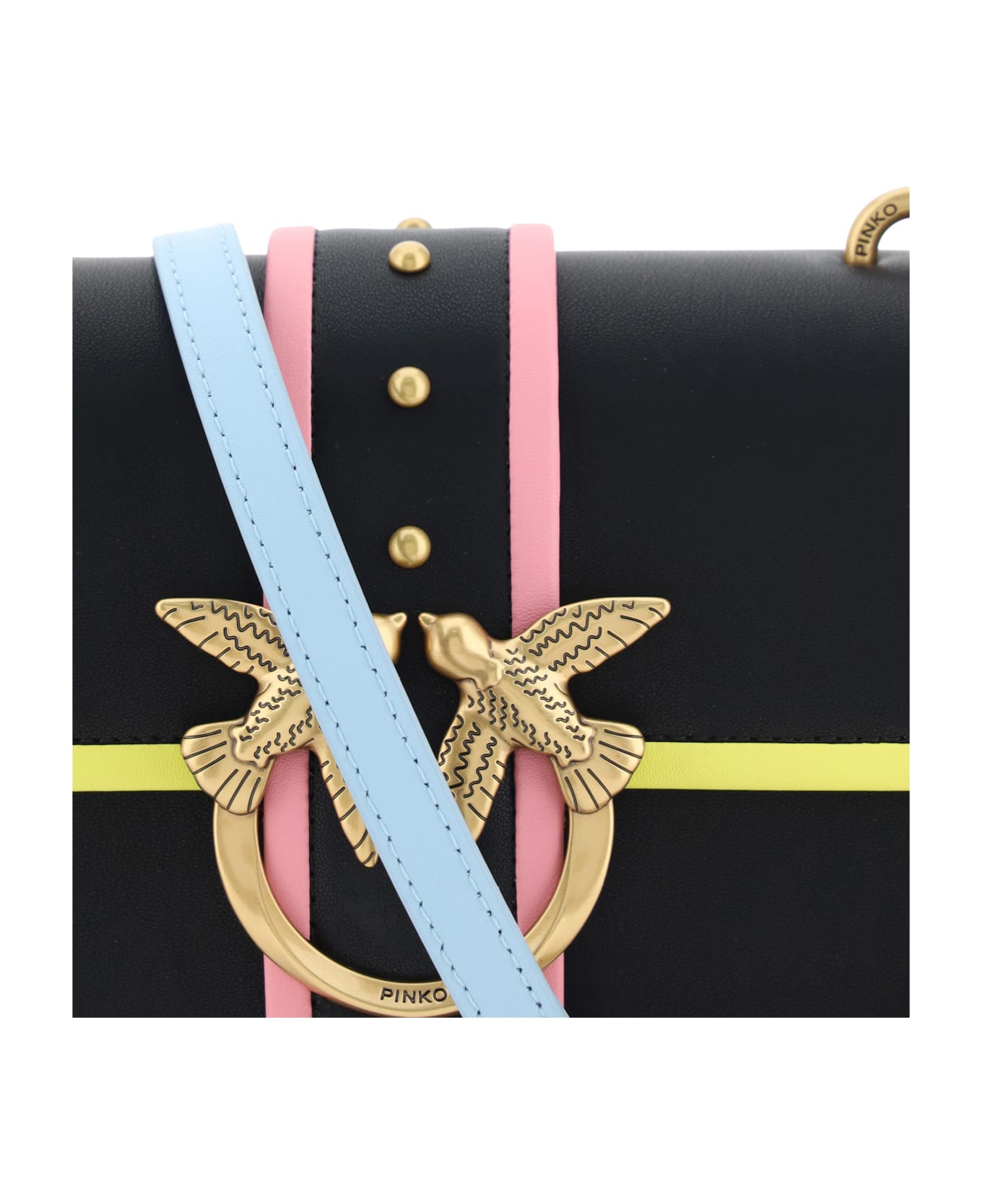 Pinko Love One Mini Shoulder Bag - Nero-antique Gold