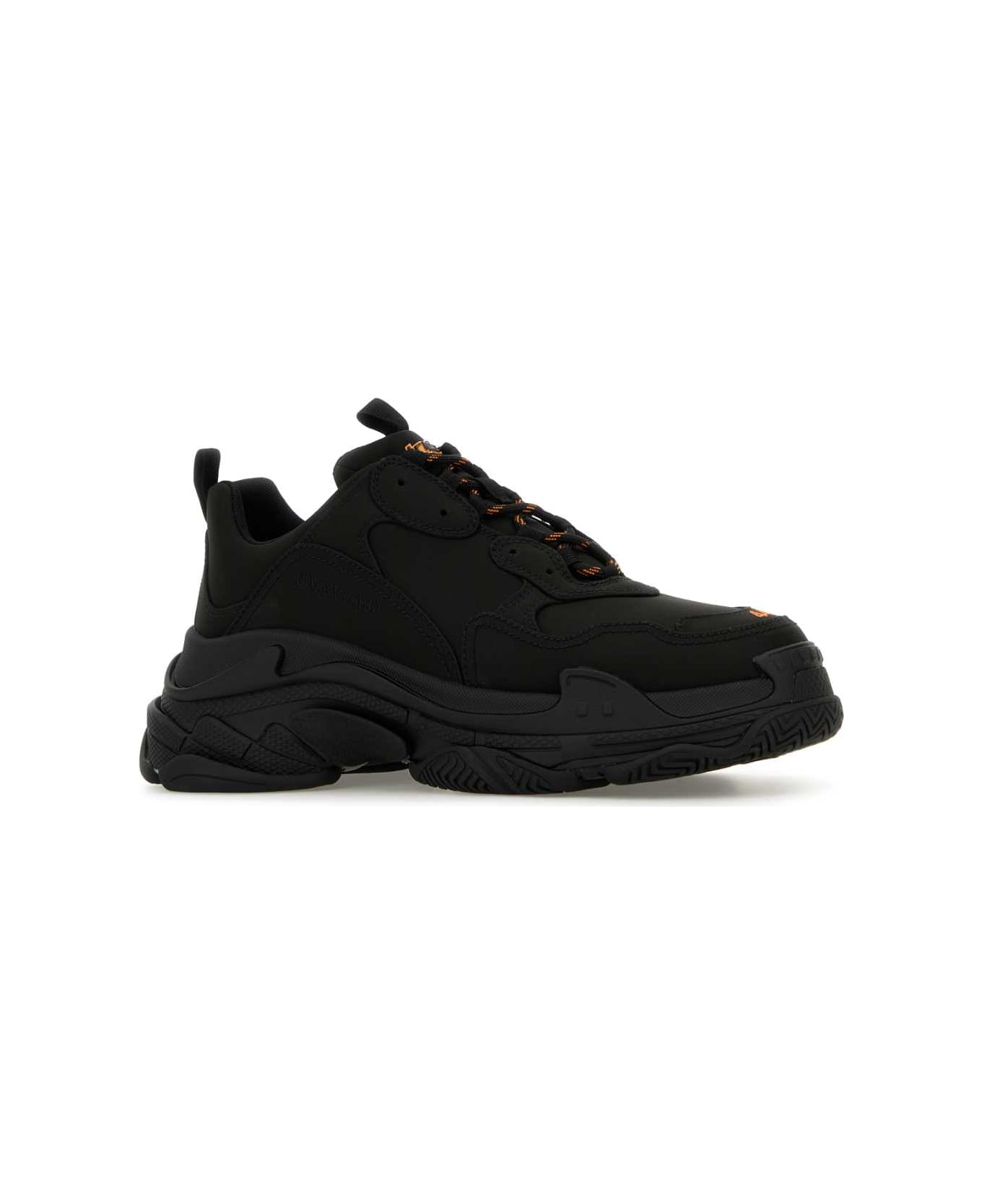 Balenciaga Black Satin Triple S Sneakers - BLACKORANGE