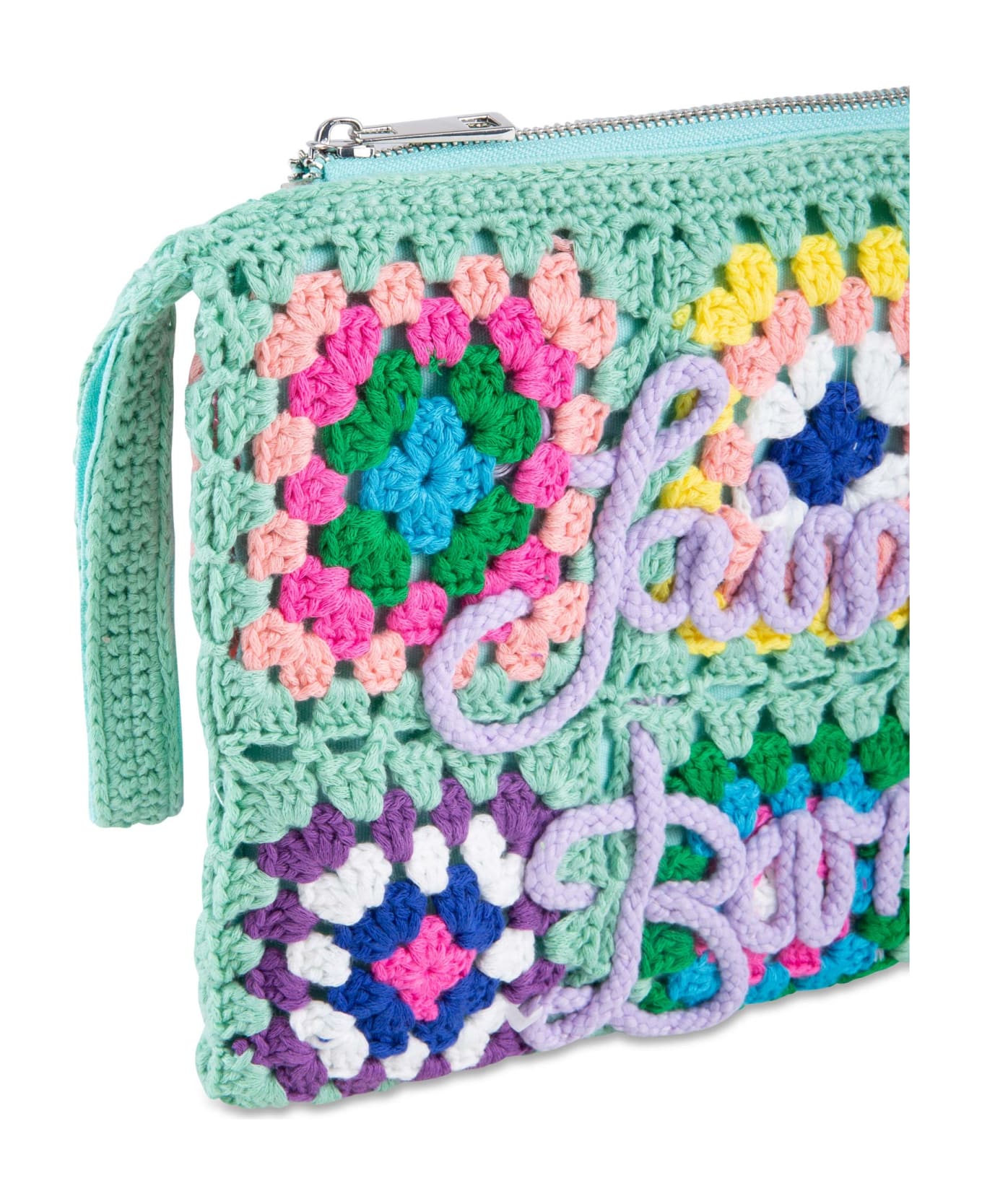 MC2 Saint Barth Parisienne Water Green Crochet Pouch Bag With Saint Barth Embroidery - GREEN