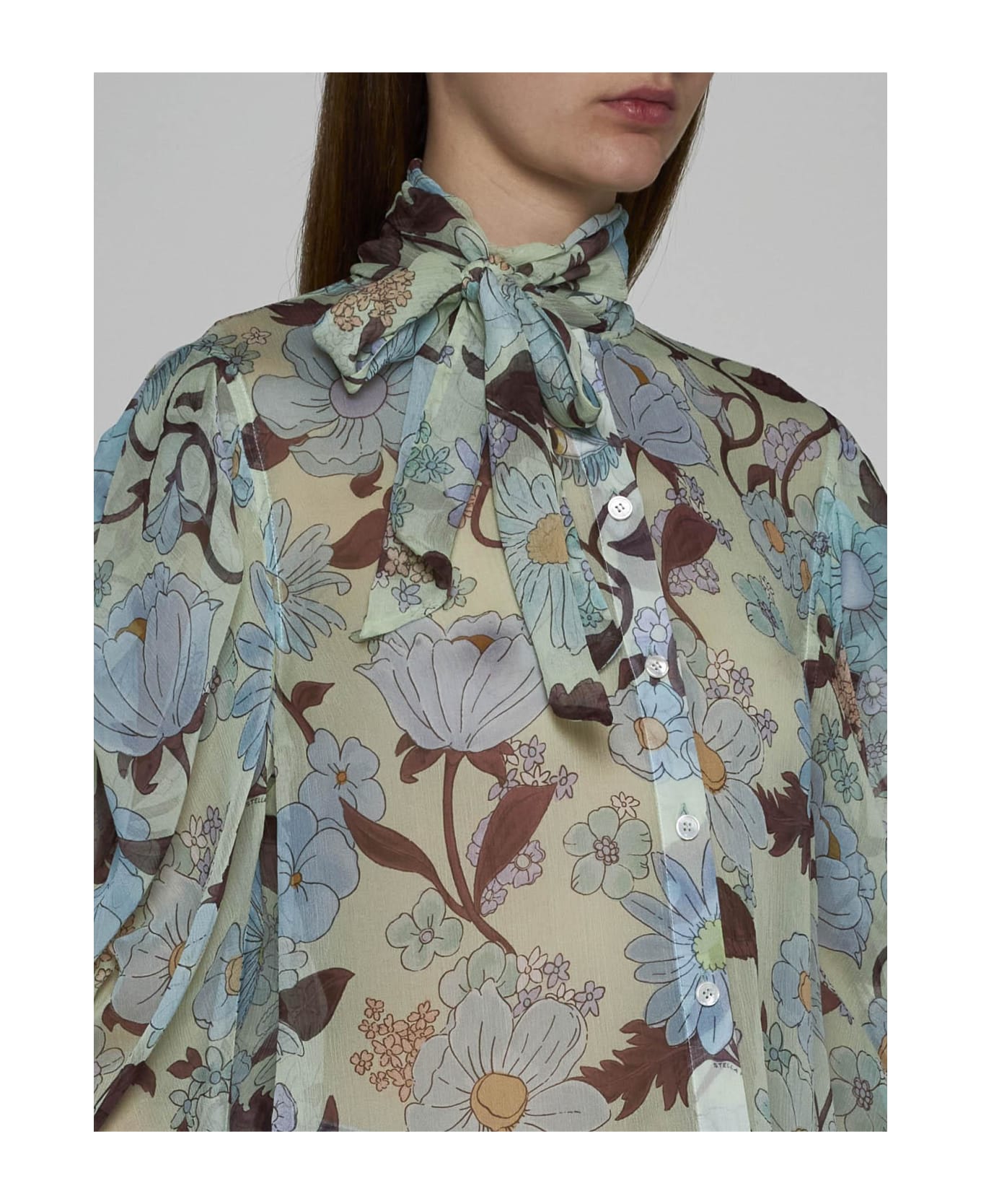 Stella McCartney Floral Print Silk Shirt - Multicolor mint