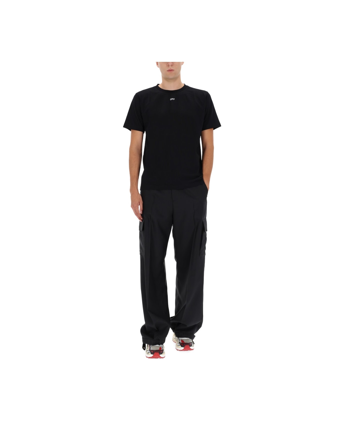 Off-White T-shirt With Logo - BLACK